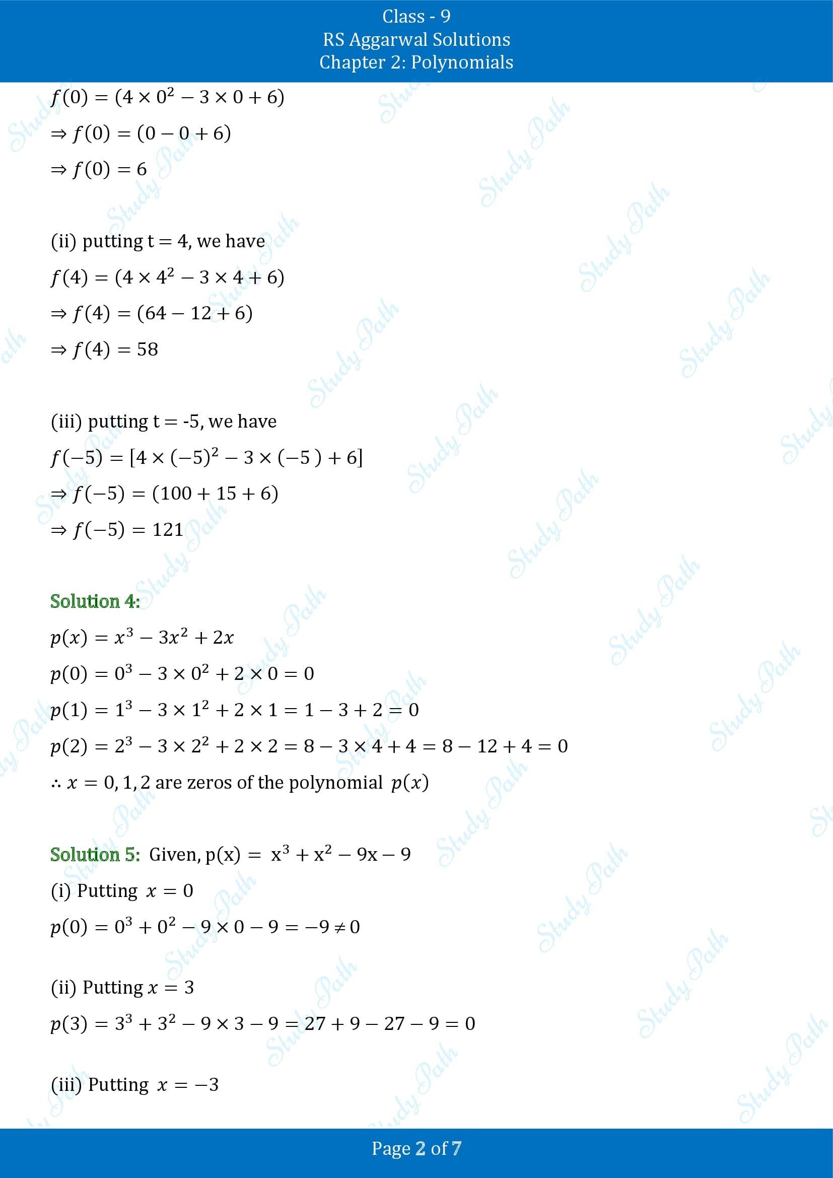 RS Aggarwal Solutions Class 9 Chapter 2 Polynomials Exercise 2B 00002