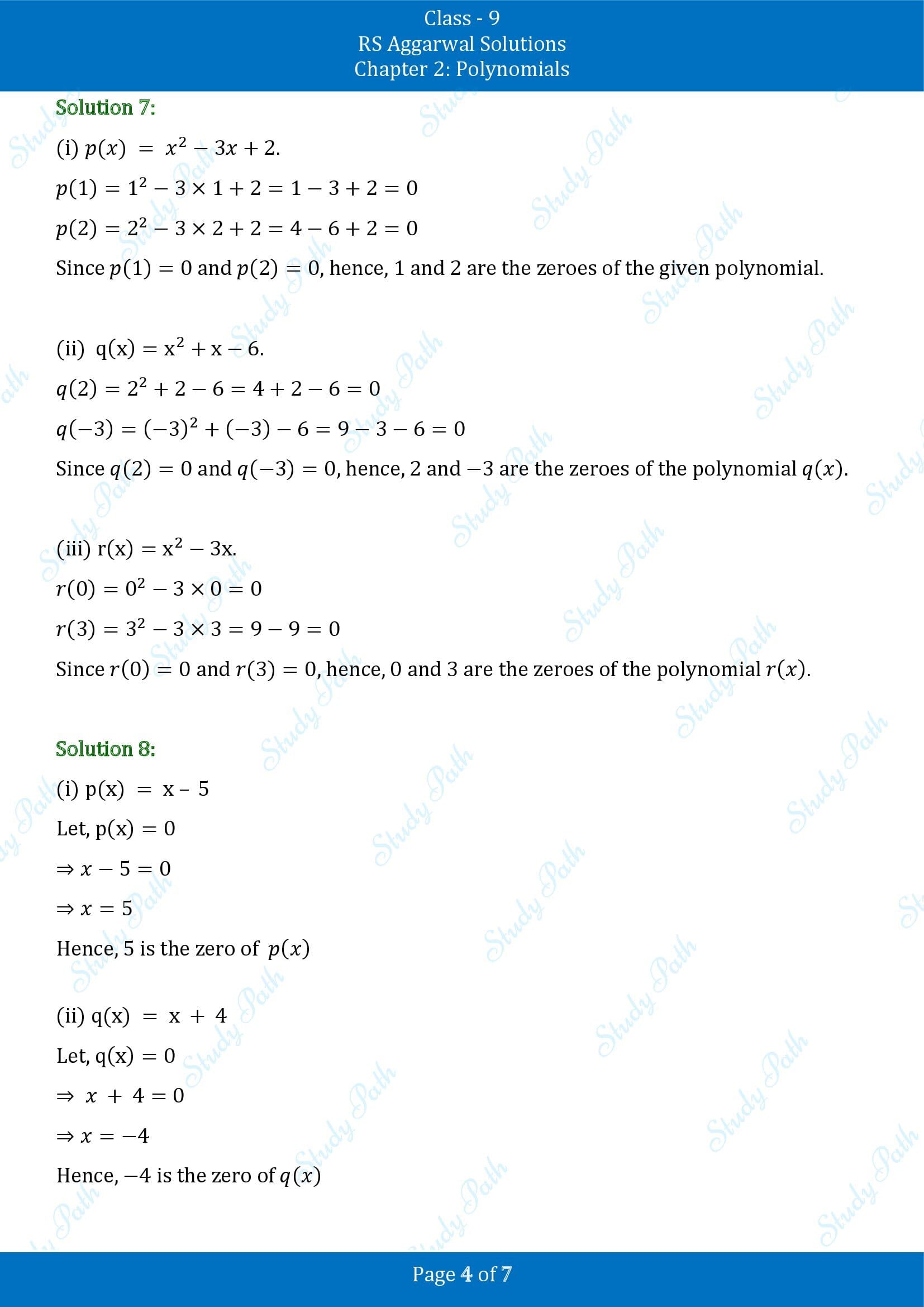 RS Aggarwal Solutions Class 9 Chapter 2 Polynomials Exercise 2B 00004