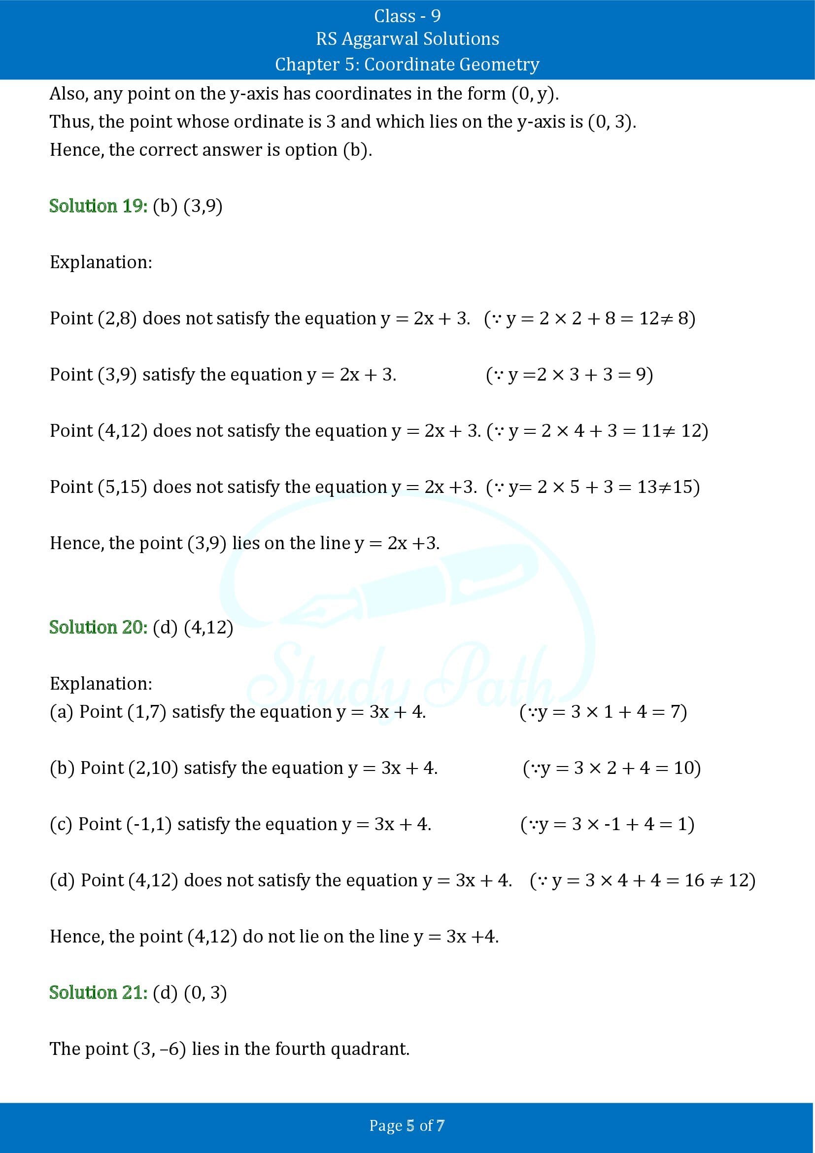 RS Aggarwal Solutions Class 9 Chapter 5 Coordinate Geometry Multiple Choice Questions MCQs 00005