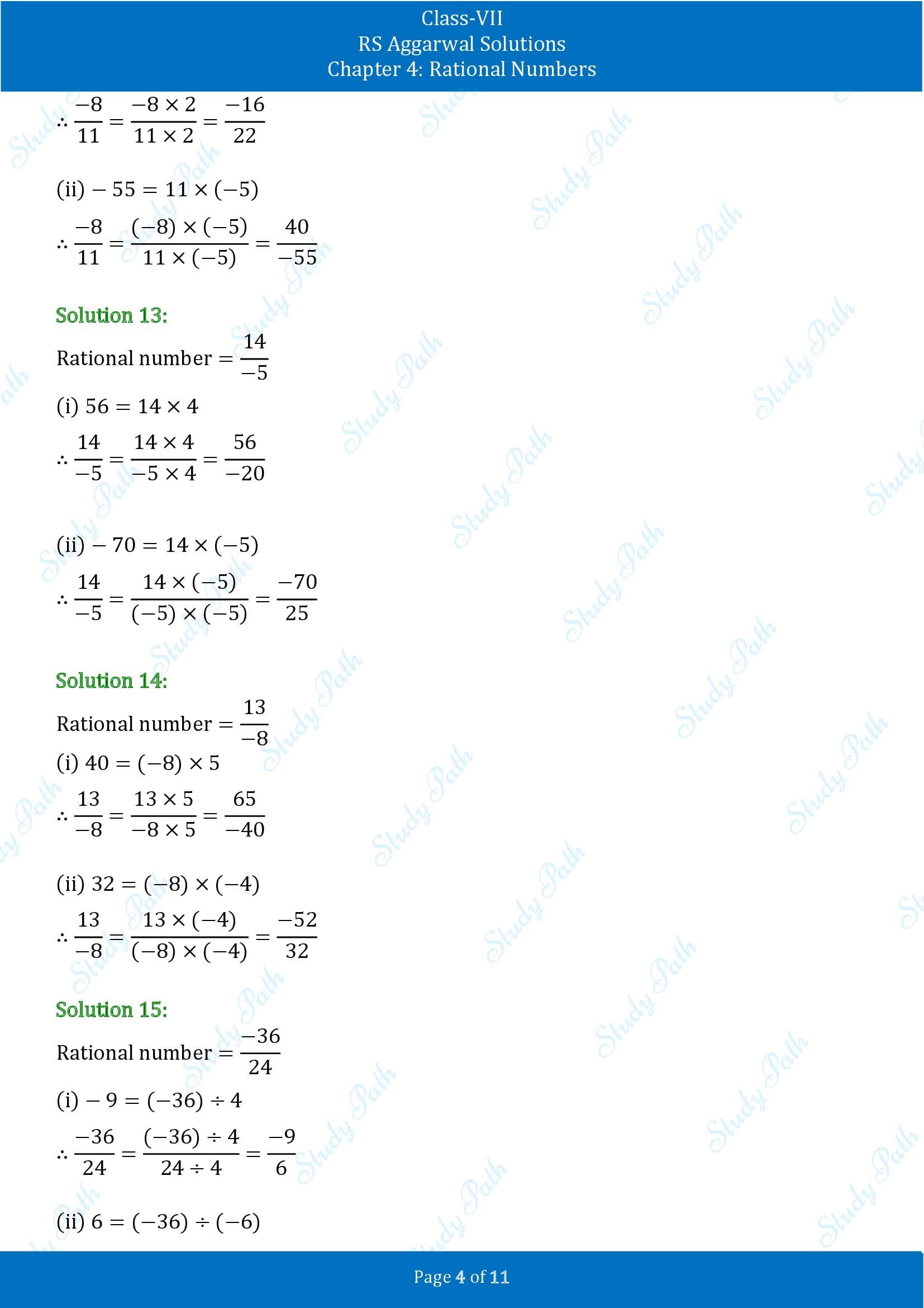 RS Aggarwal Solutions Class 7 Chapter 4 Rational Numbers Exercise 4A 00004
