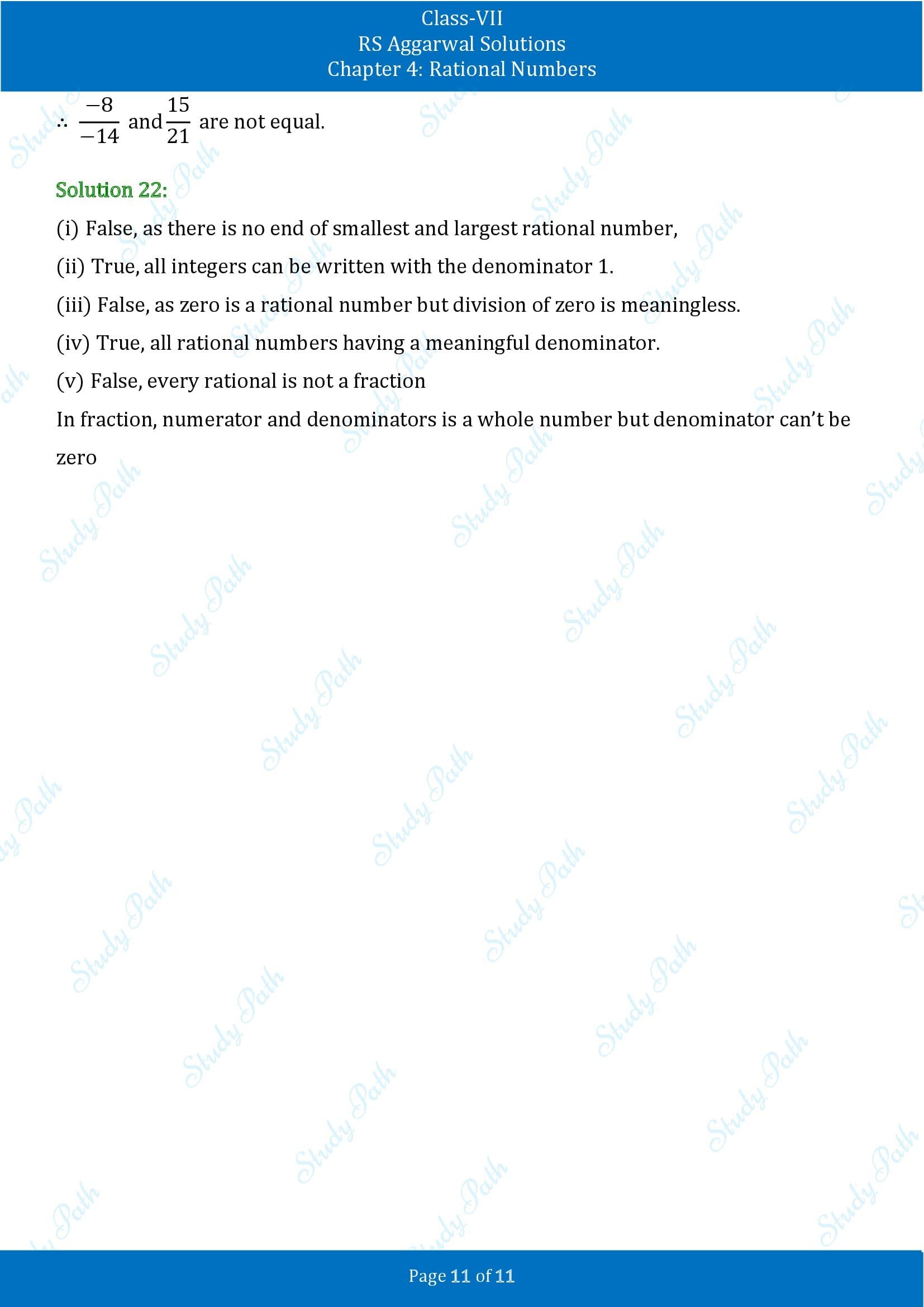 RS Aggarwal Solutions Class 7 Chapter 4 Rational Numbers Exercise 4A 00011