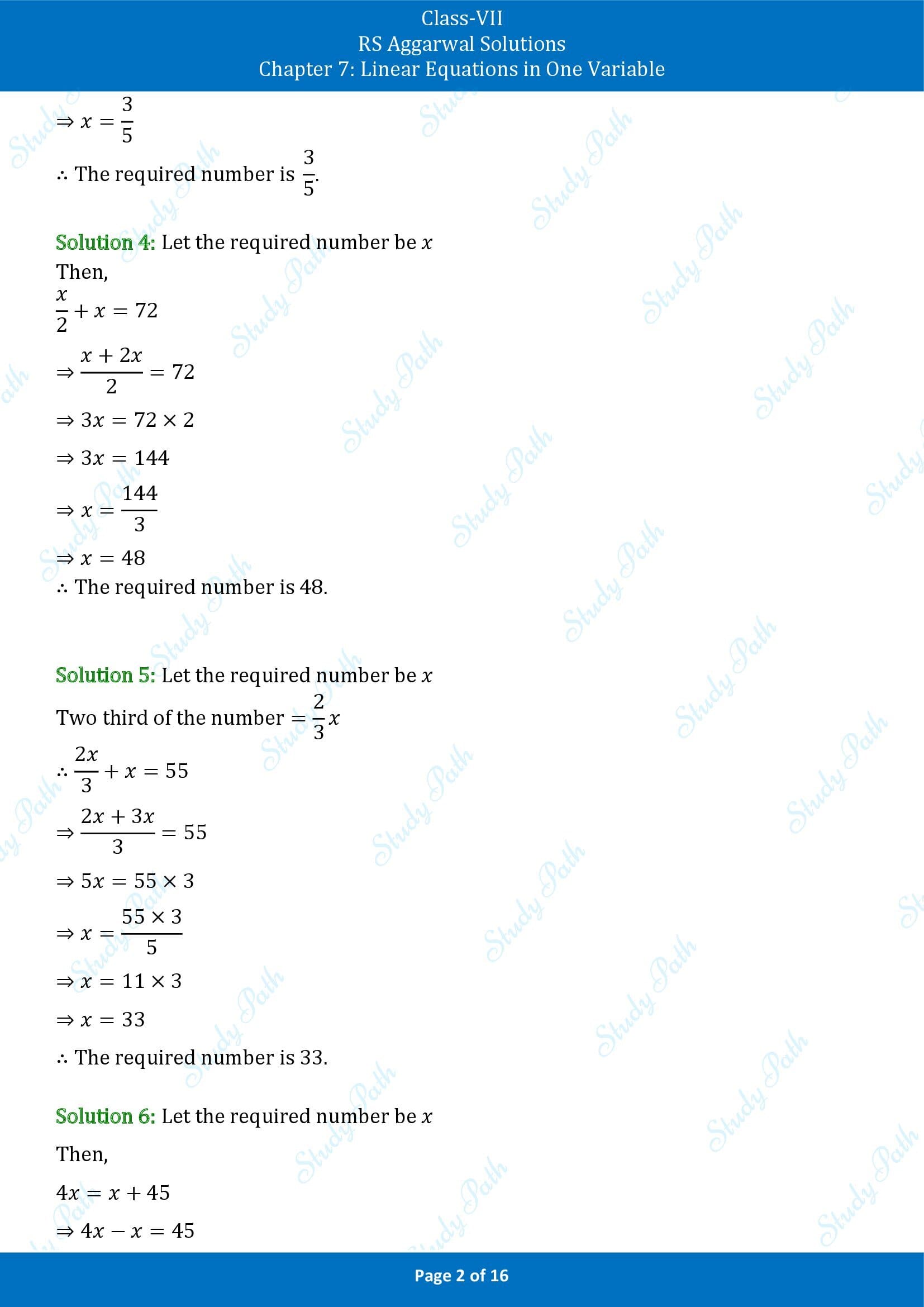 RS Aggarwal Solutions Class 7 Chapter 7 Linear Equations in One Variable Exercise 7B 00002