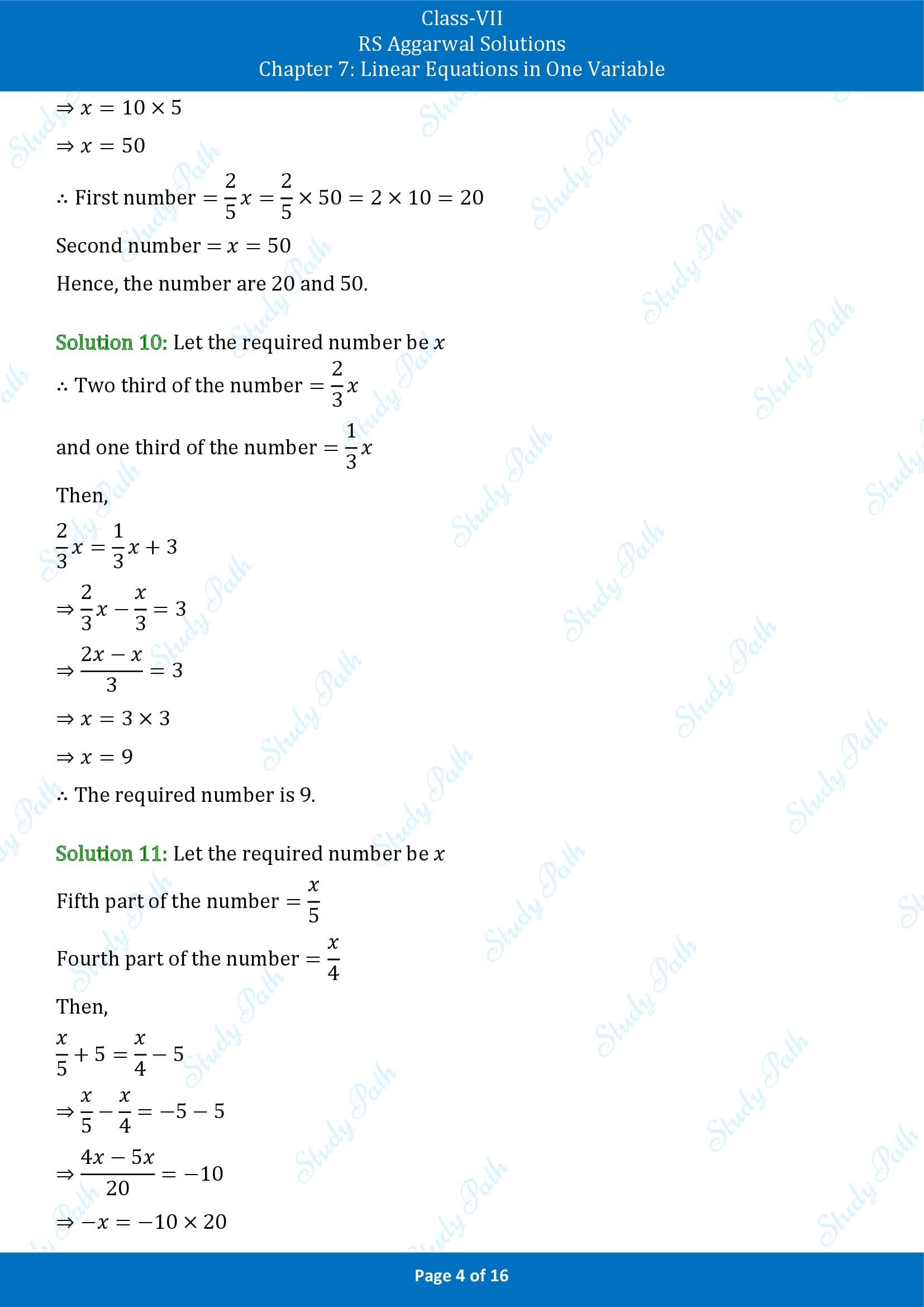 RS Aggarwal Solutions Class 7 Chapter 7 Linear Equations in One Variable Exercise 7B 00004