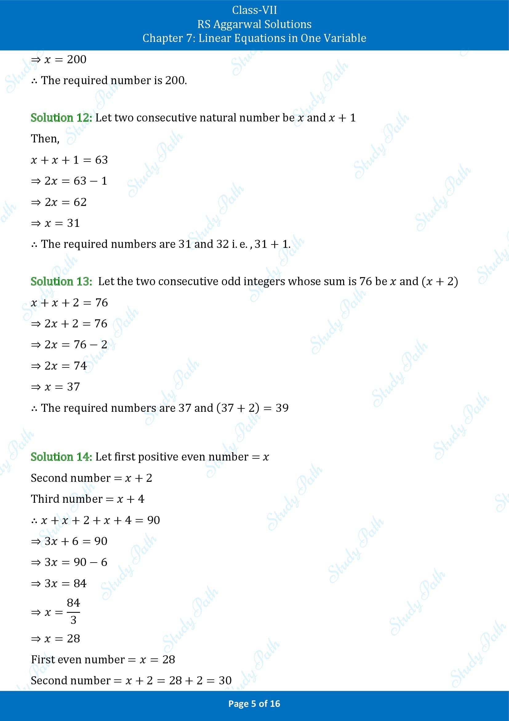 RS Aggarwal Solutions Class 7 Chapter 7 Linear Equations in One Variable Exercise 7B 00005