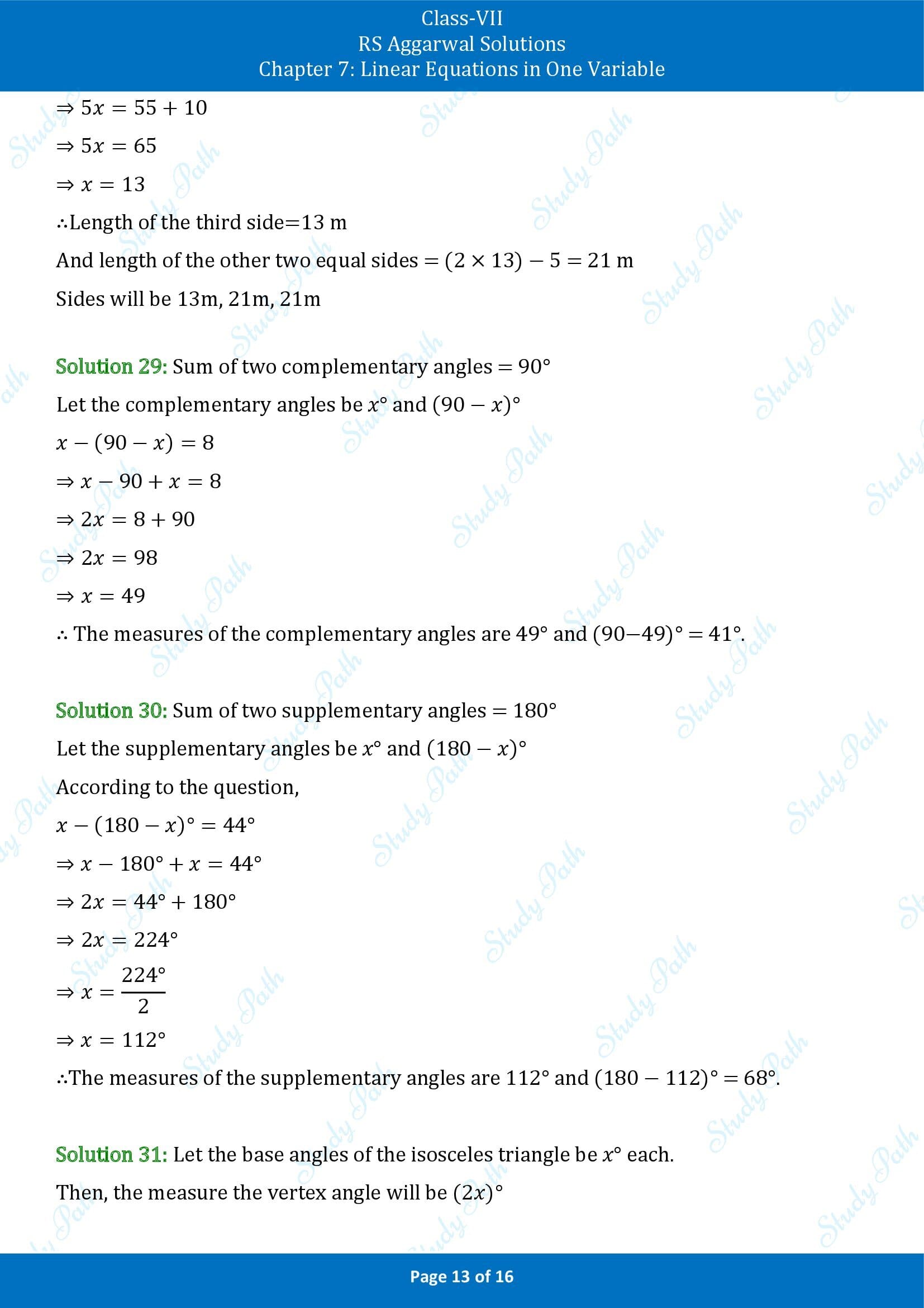 RS Aggarwal Solutions Class 7 Chapter 7 Linear Equations in One Variable Exercise 7B 00013