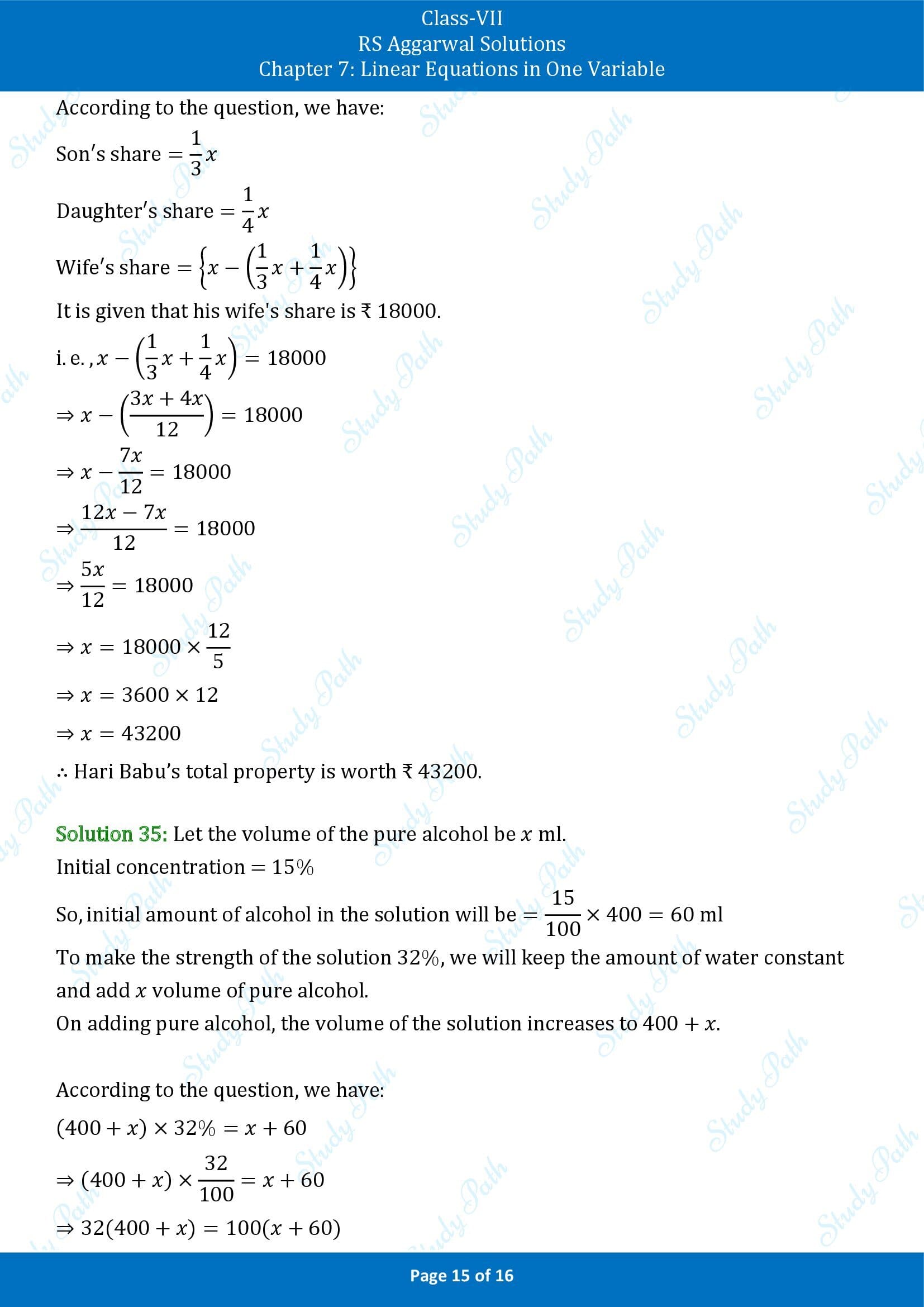 RS Aggarwal Solutions Class 7 Chapter 7 Linear Equations in One Variable Exercise 7B 00015