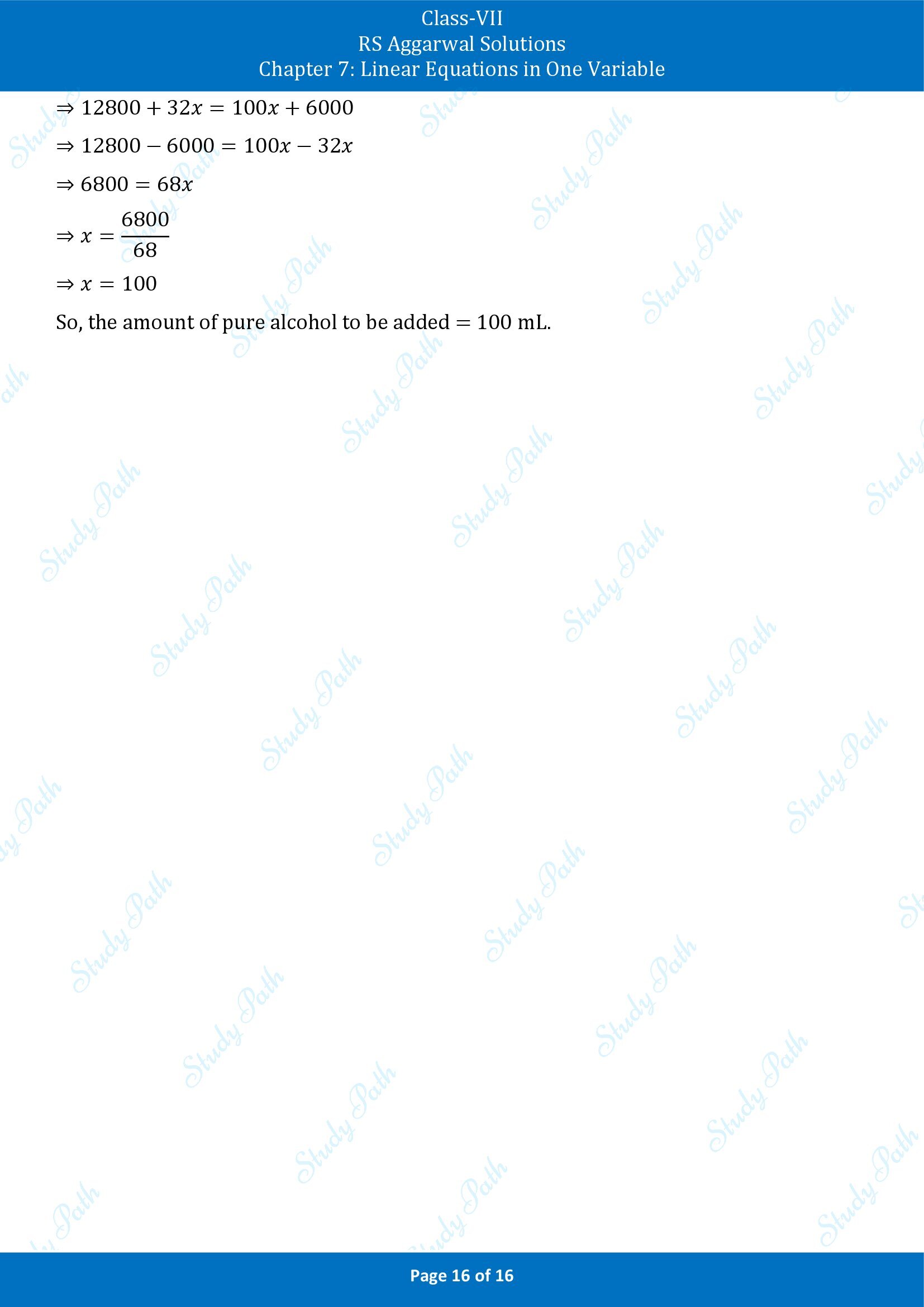 RS Aggarwal Solutions Class 7 Chapter 7 Linear Equations in One Variable Exercise 7B 00016