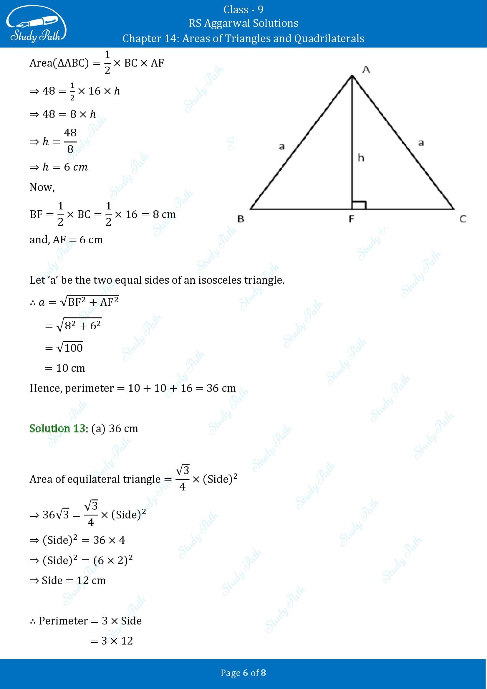 RS Aggarwal Solutions Class 9 Chapter 14 Areas of Triangles and Quadrilaterals Multiple Choice Questions MCQs 00006