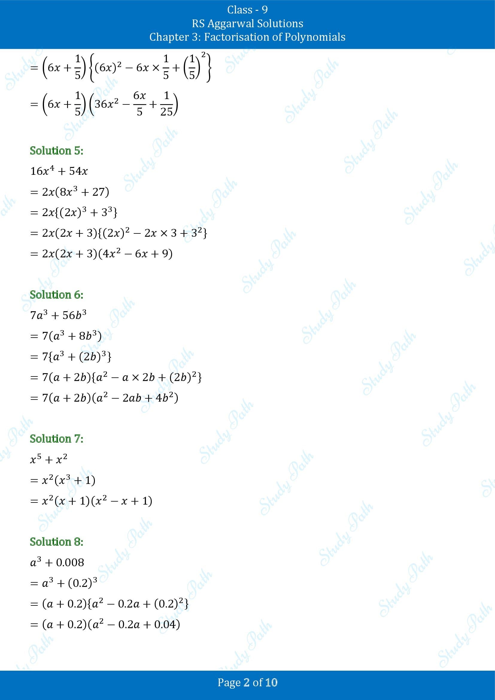 RS Aggarwal Solutions Class 9 Chapter 3 Factorisation of Polynomials Exercise 3F 00002