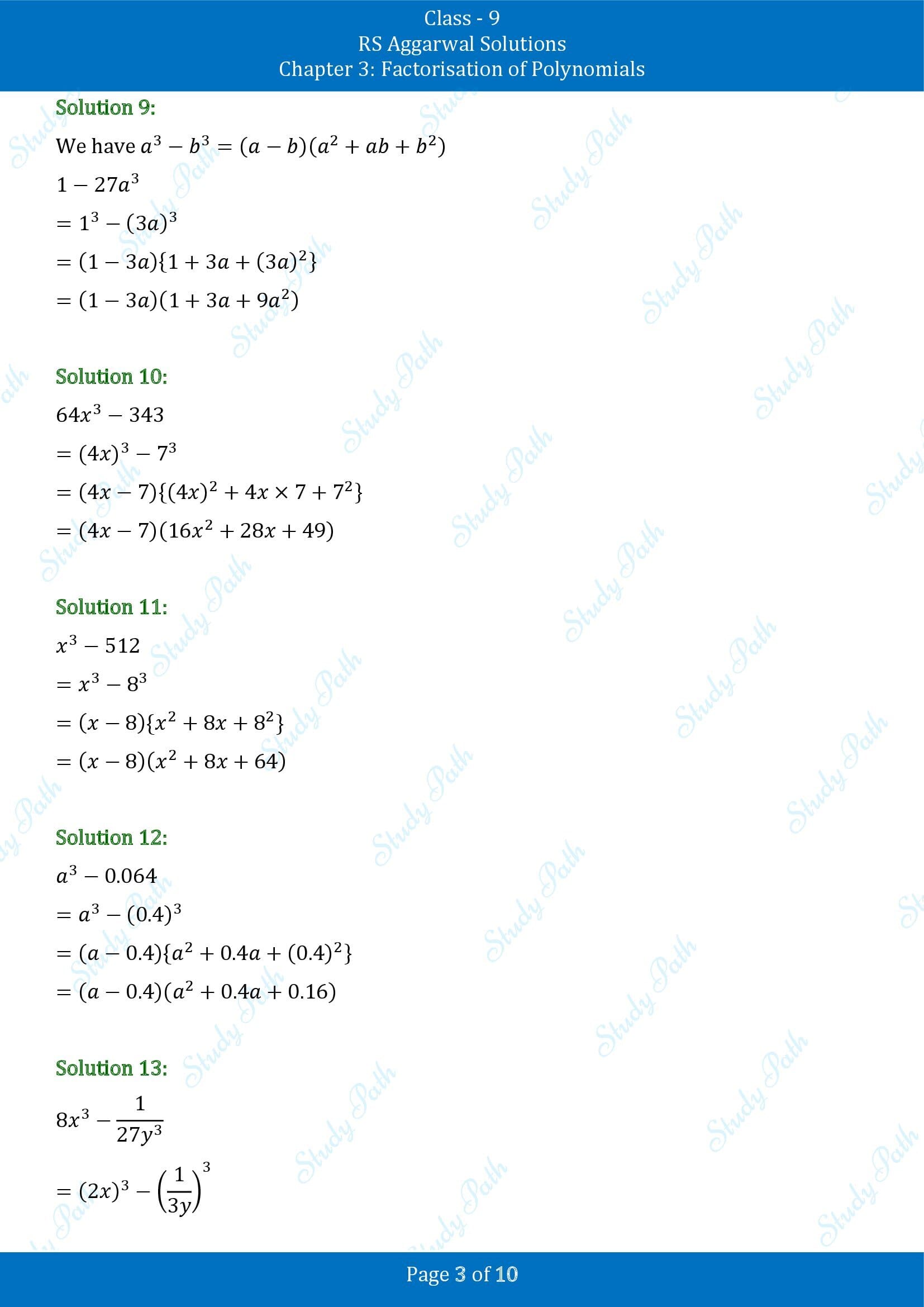 RS Aggarwal Solutions Class 9 Chapter 3 Factorisation of Polynomials Exercise 3F 00003