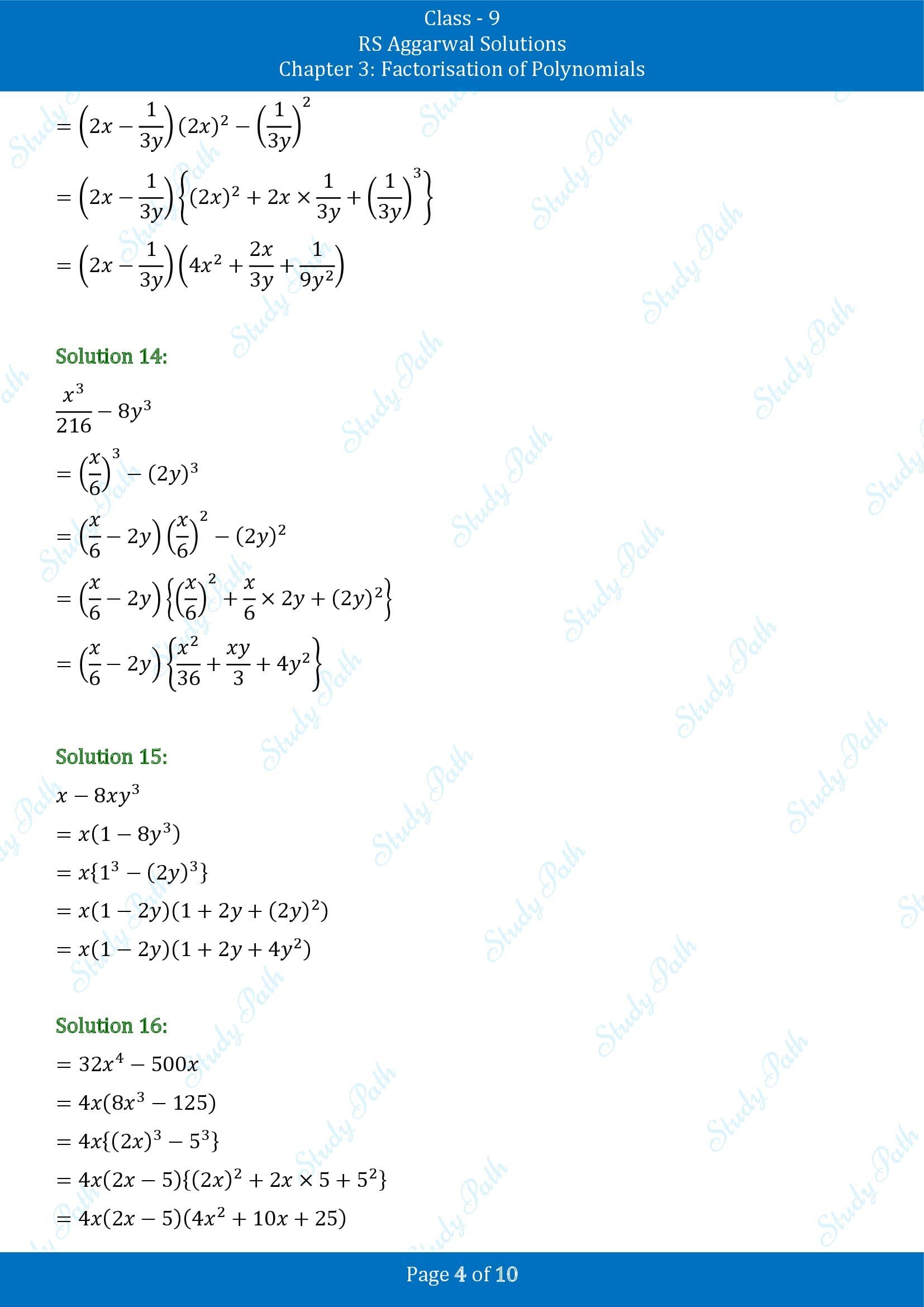 RS Aggarwal Solutions Class 9 Chapter 3 Factorisation of Polynomials Exercise 3F 00004