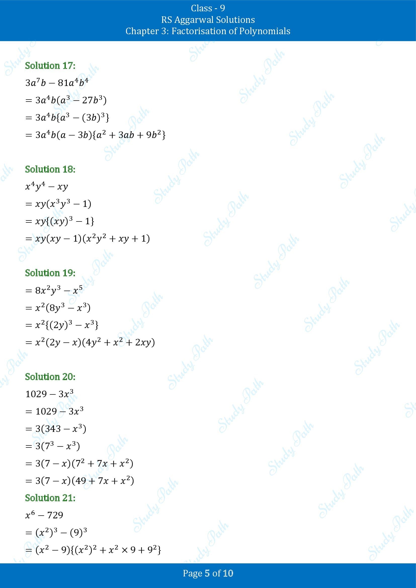 RS Aggarwal Solutions Class 9 Chapter 3 Factorisation of Polynomials Exercise 3F 00005