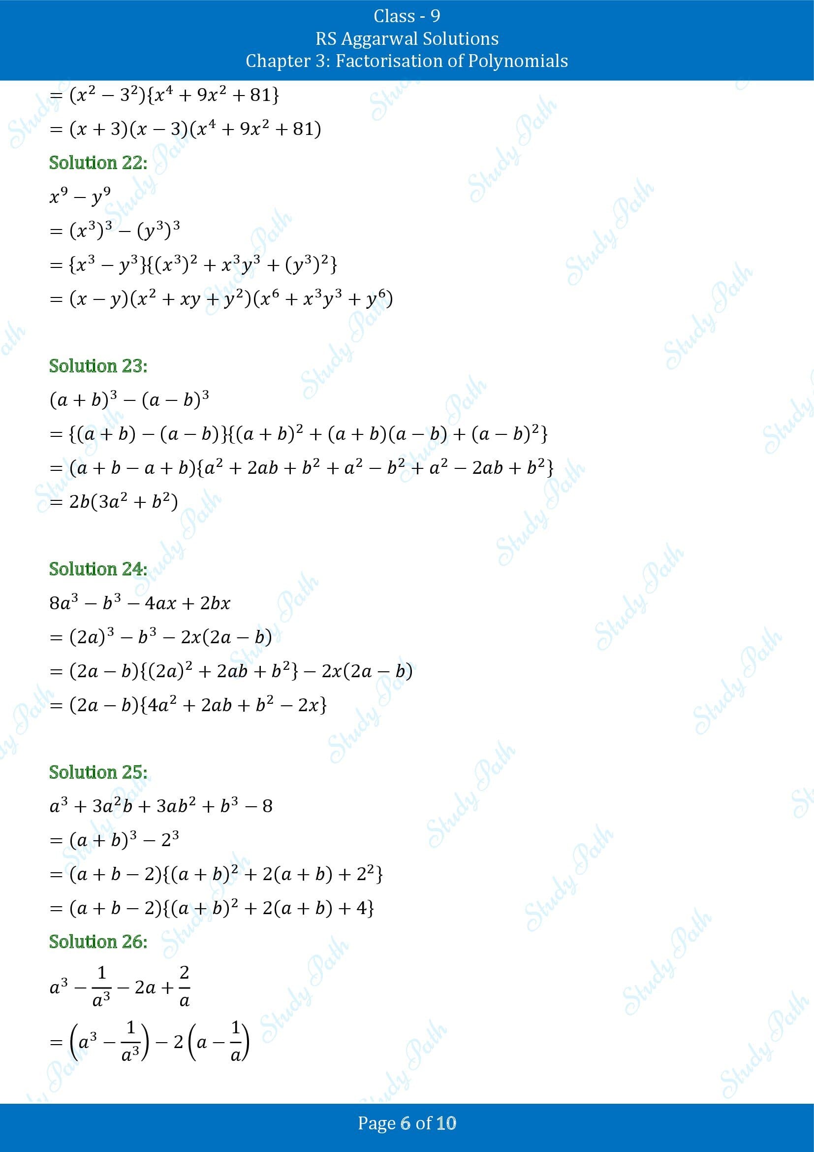 RS Aggarwal Solutions Class 9 Chapter 3 Factorisation of Polynomials Exercise 3F 00006