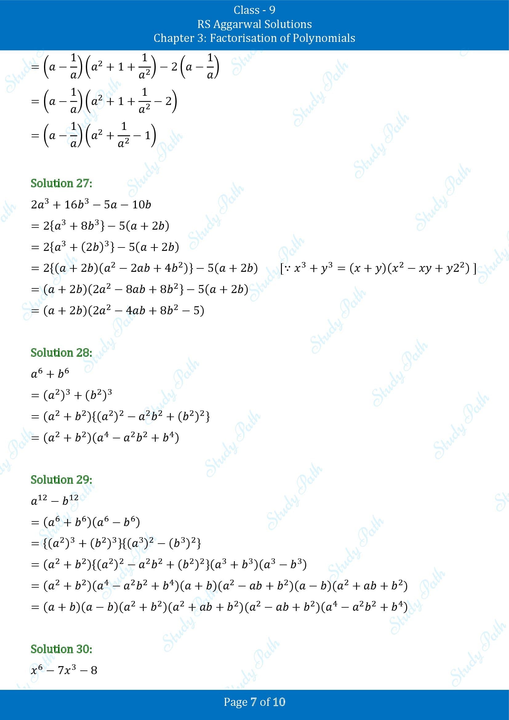 RS Aggarwal Solutions Class 9 Chapter 3 Factorisation of Polynomials Exercise 3F 00007
