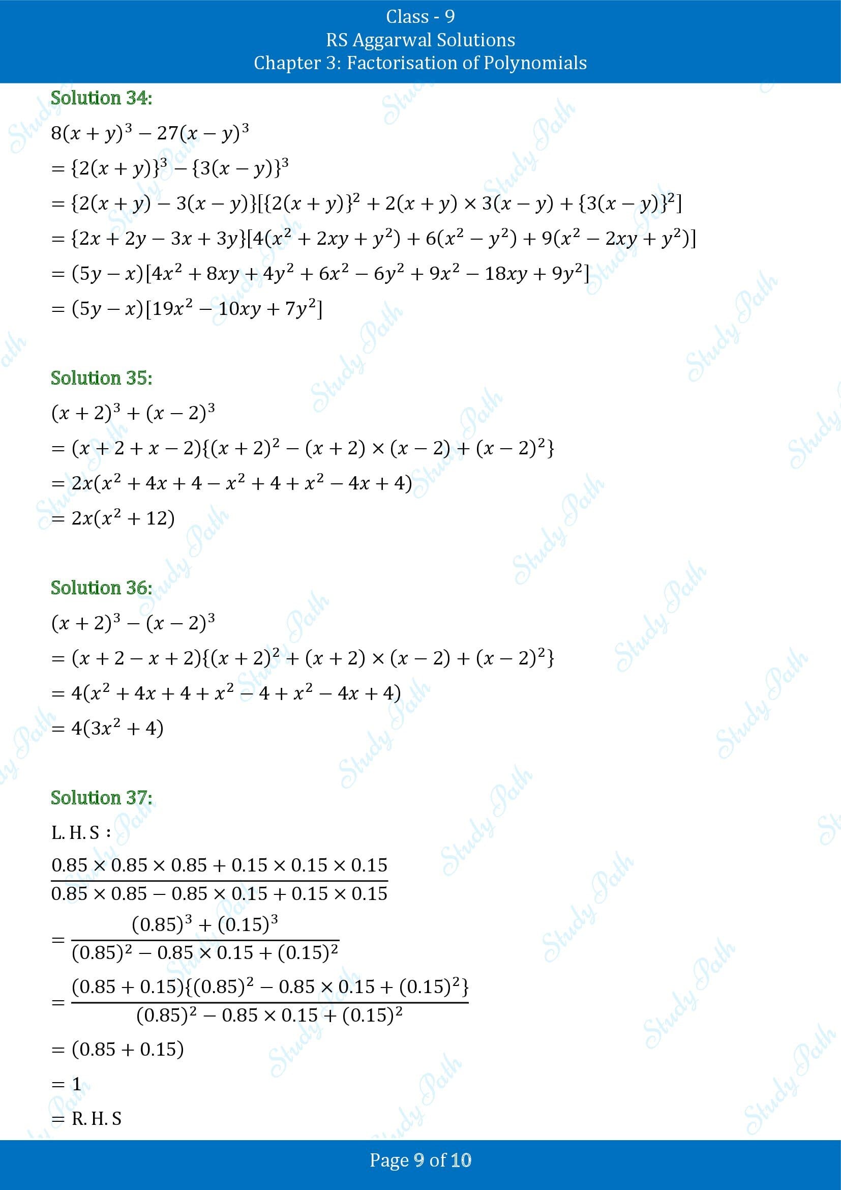 RS Aggarwal Solutions Class 9 Chapter 3 Factorisation of Polynomials Exercise 3F 00009