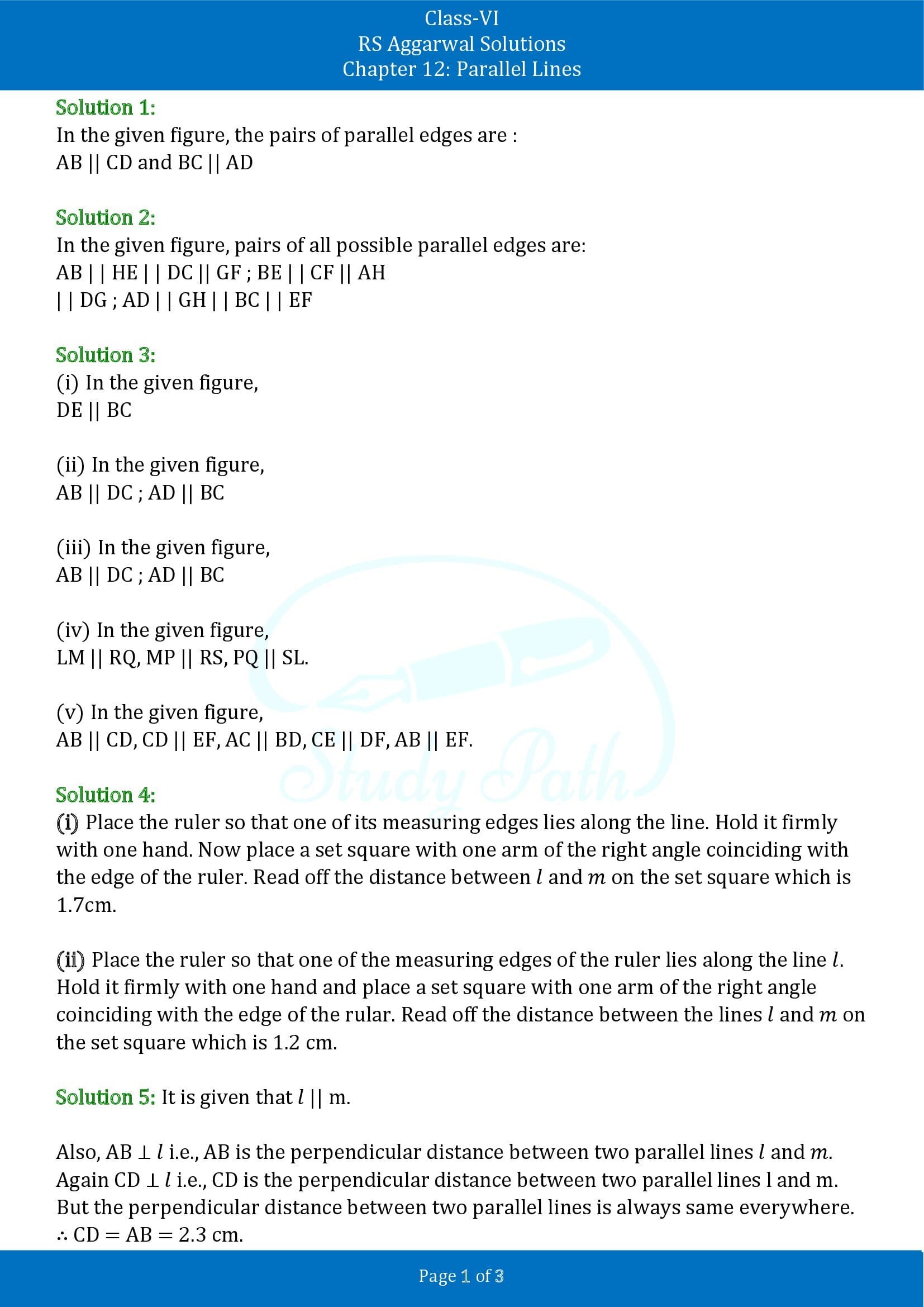 RS Aggarwal Solutions Class 6 Chapter 12 Parallel Lines 00001