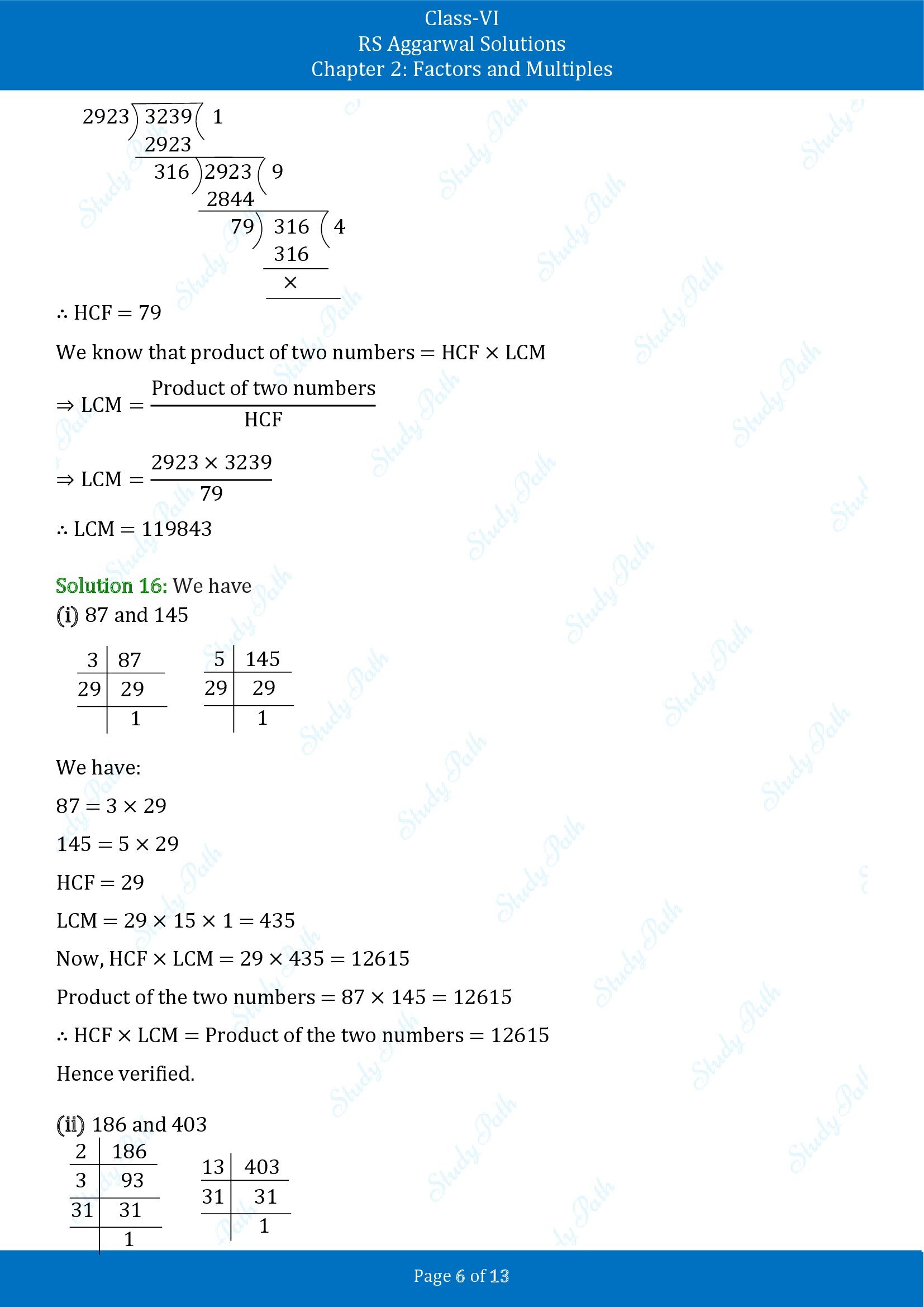RS Aggarwal Solutions Class 6 Chapter 2 Factors and Multiples Exercise 2E 00006
