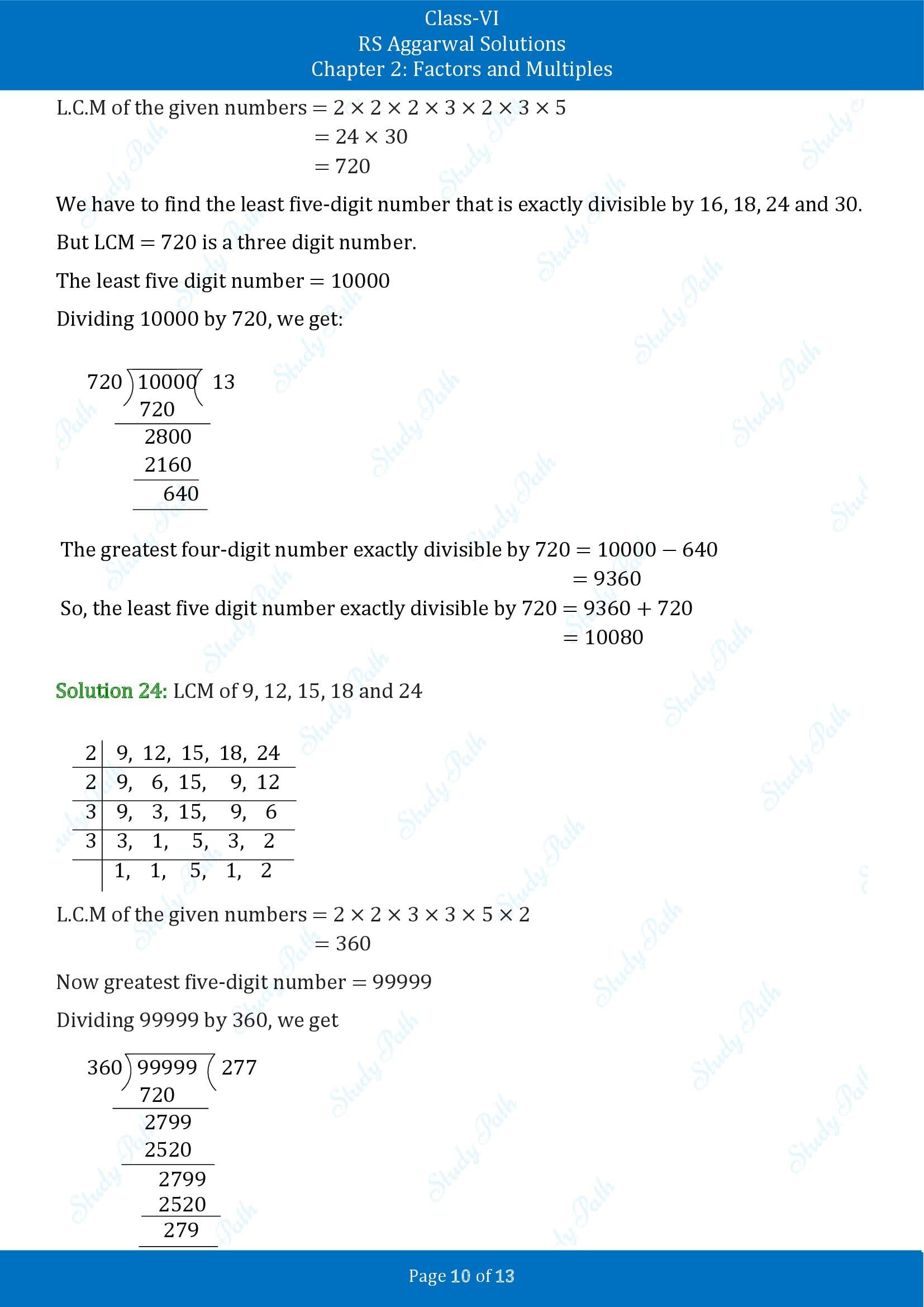 RS Aggarwal Solutions Class 6 Chapter 2 Factors and Multiples Exercise 2E 00010