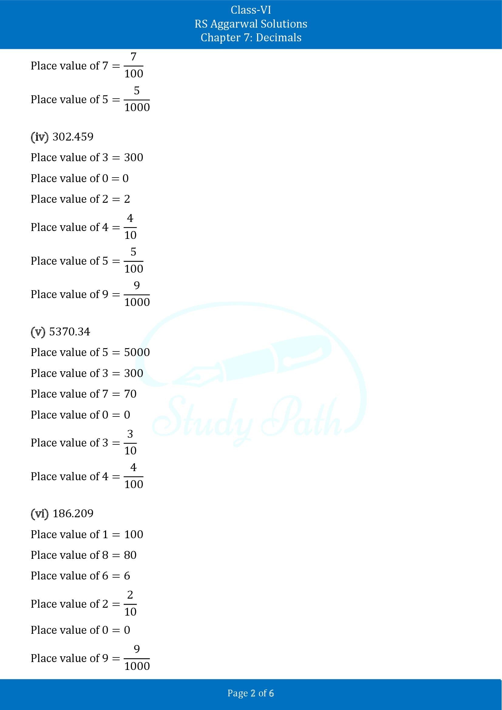 RS Aggarwal Solutions Class 6 Chapter 7 Decimals Exercise 7A 00002