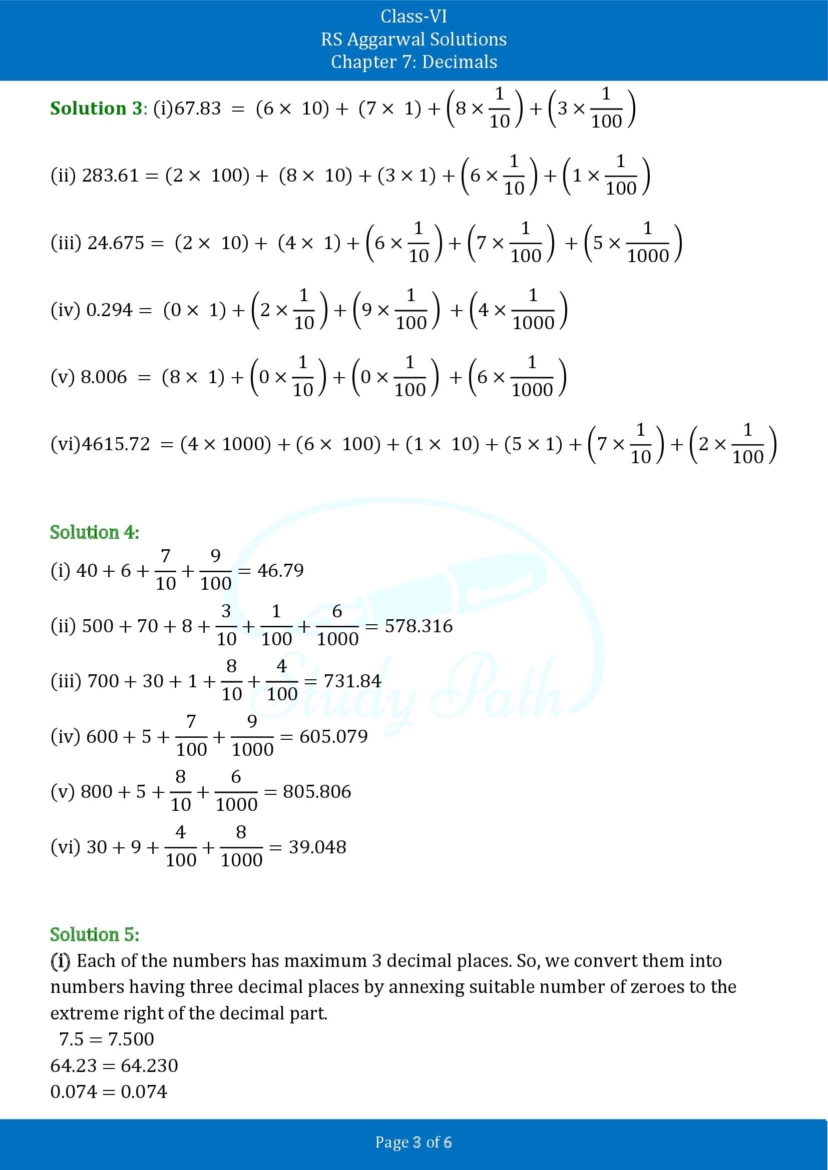 RS Aggarwal Solutions Class 6 Chapter 7 Decimals Exercise 7A 00003