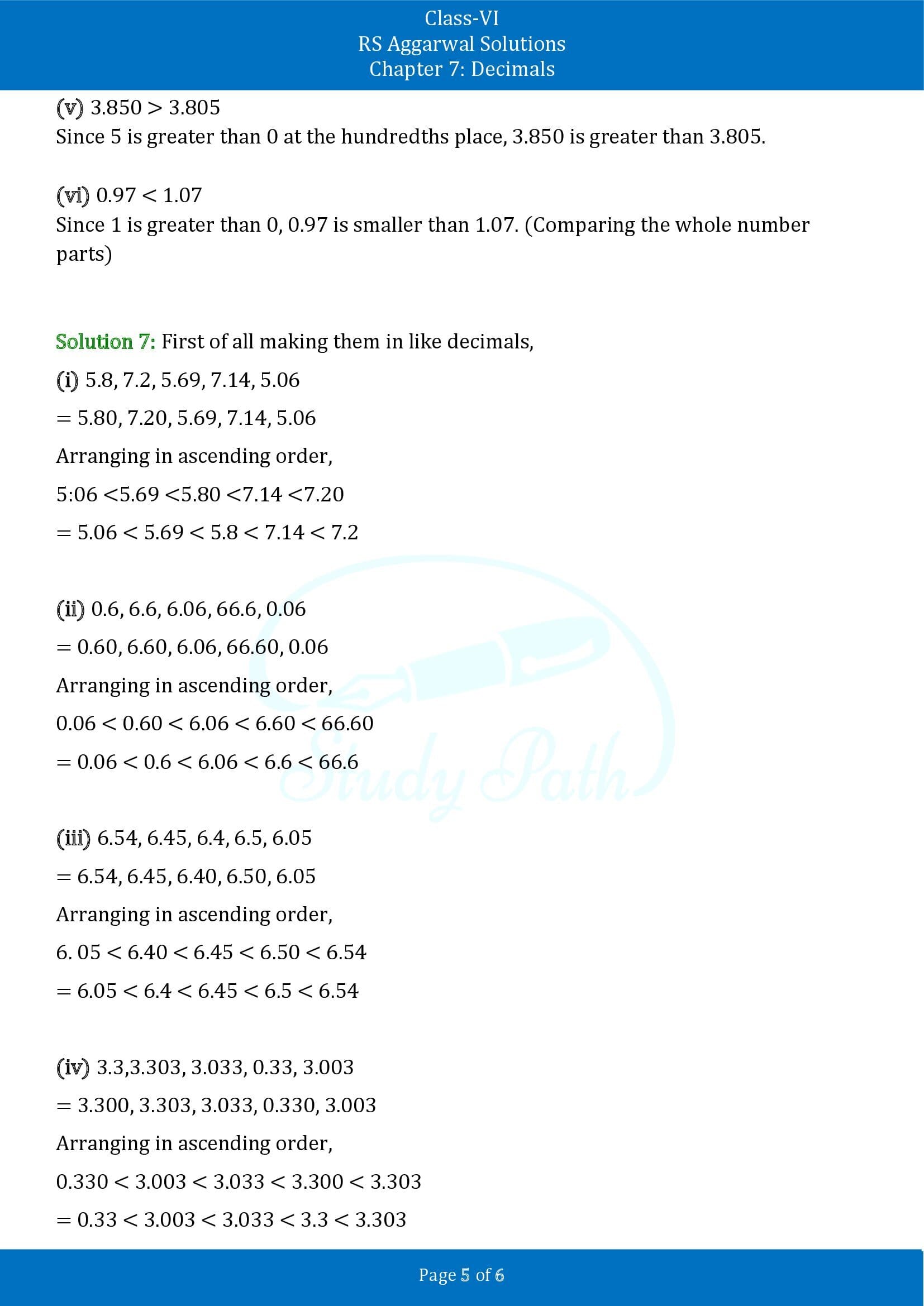RS Aggarwal Solutions Class 6 Chapter 7 Decimals Exercise 7A 00005