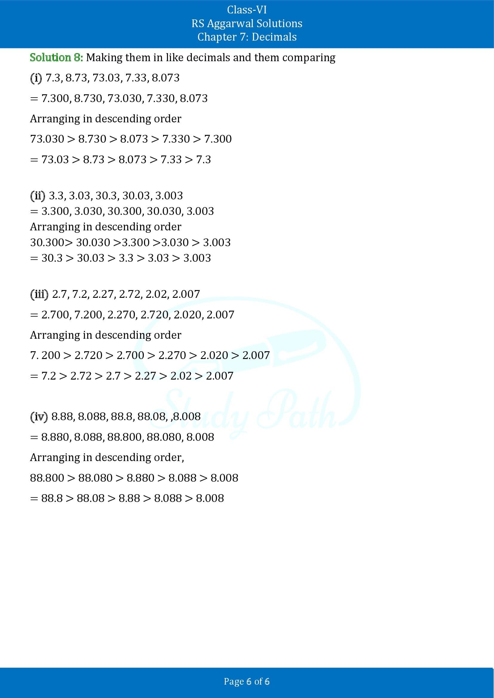 RS Aggarwal Solutions Class 6 Chapter 7 Decimals Exercise 7A 00006