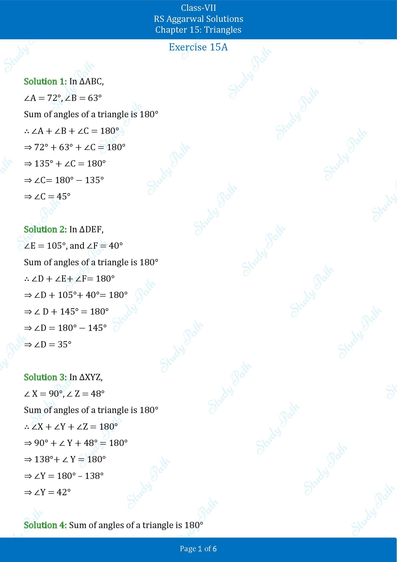 RS Aggarwal Solutions Class 7 Chapter 15 Triangles Exercise 15A 00001