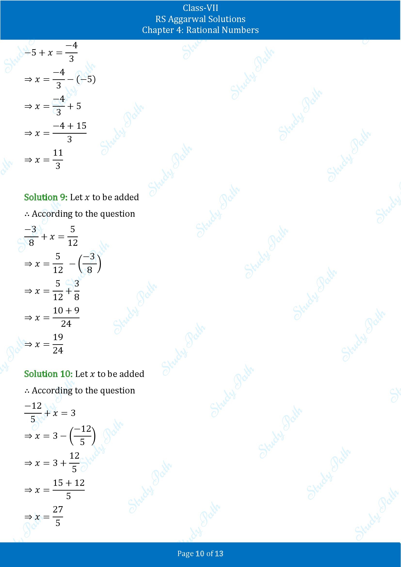 RS Aggarwal Solutions Class 7 Chapter 4 Rational Numbers Exercise 4D 00010