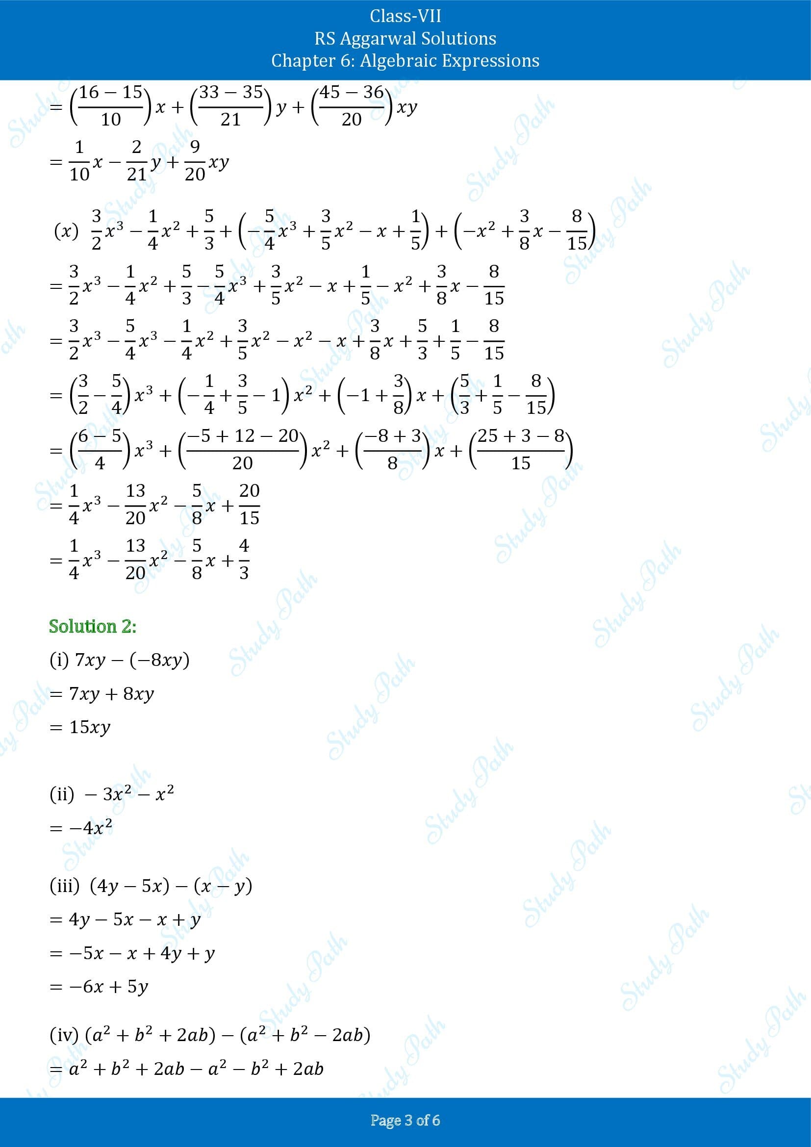 RS Aggarwal Solutions Class 7 Chapter 6 Algebraic Expresions Exercise 6A 00003