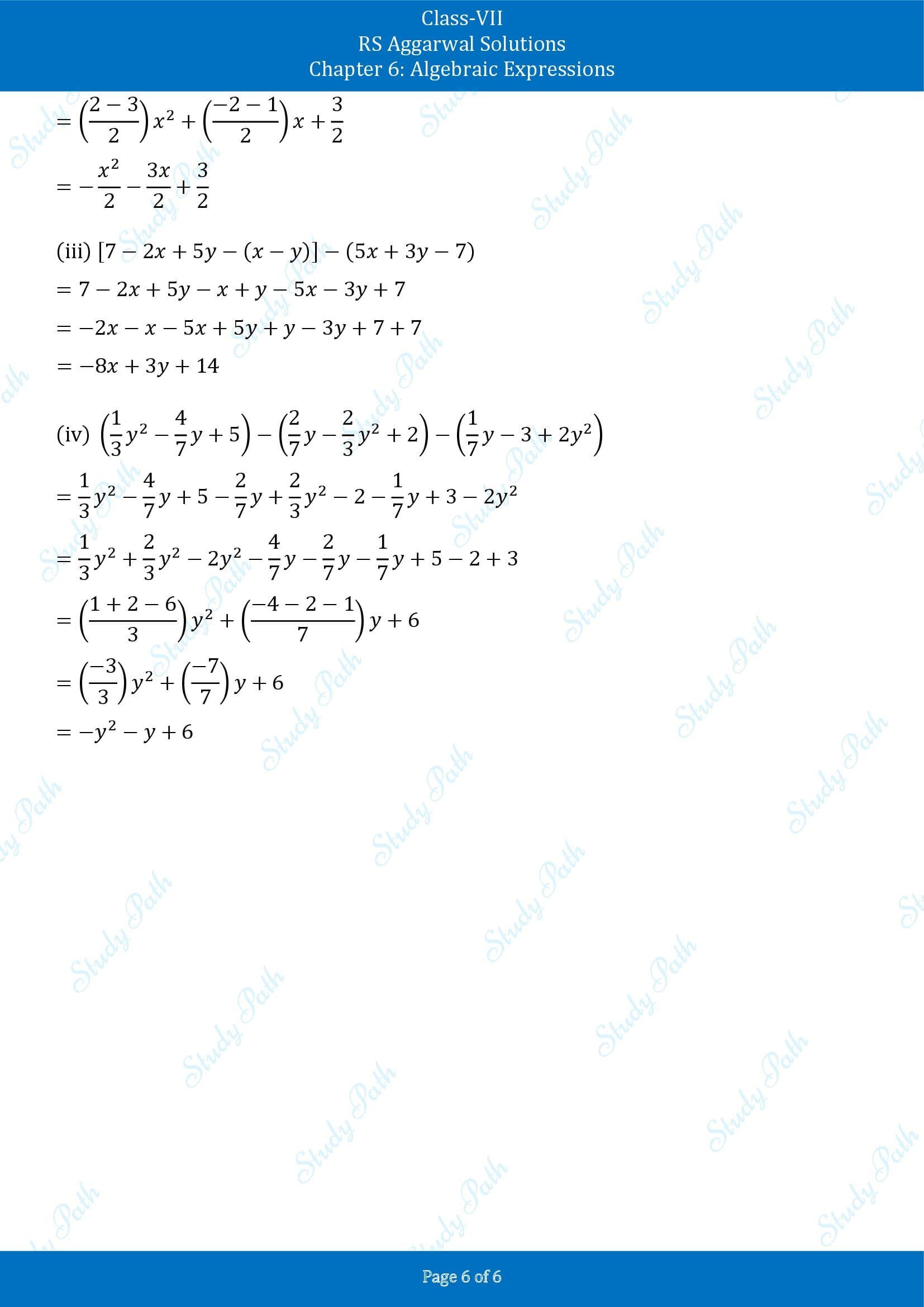 RS Aggarwal Solutions Class 7 Chapter 6 Algebraic Expresions Exercise 6A 00006