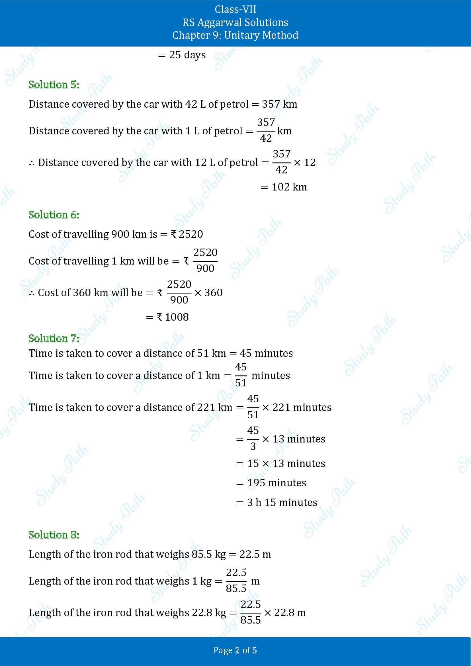 RS Aggarwal Solutions Class 7 Chapter 9 Unitary Method Exercise 9A 00002