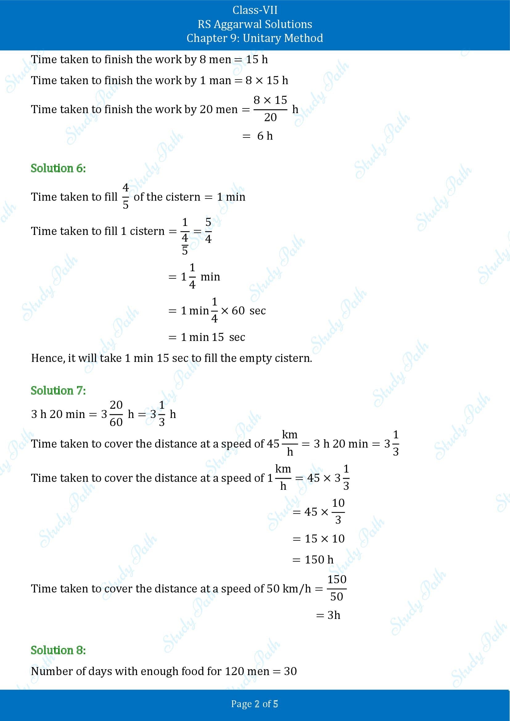 RS Aggarwal Solutions Class 7 Chapter 9 Unitary Method Test Paper 00002