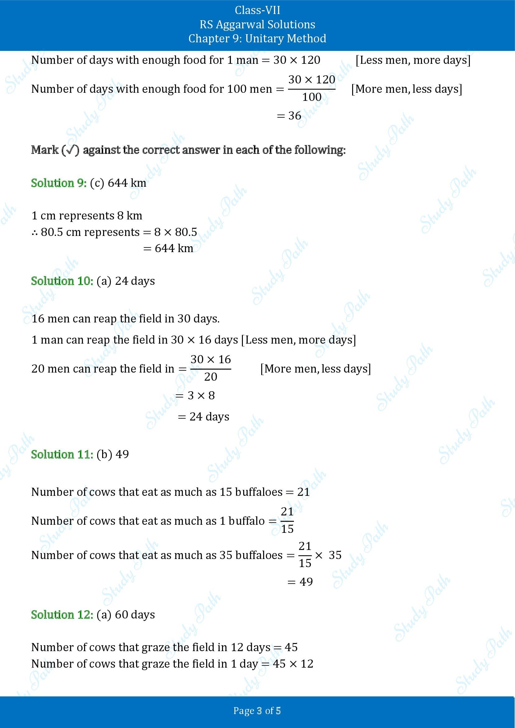 RS Aggarwal Solutions Class 7 Chapter 9 Unitary Method Test Paper 00003
