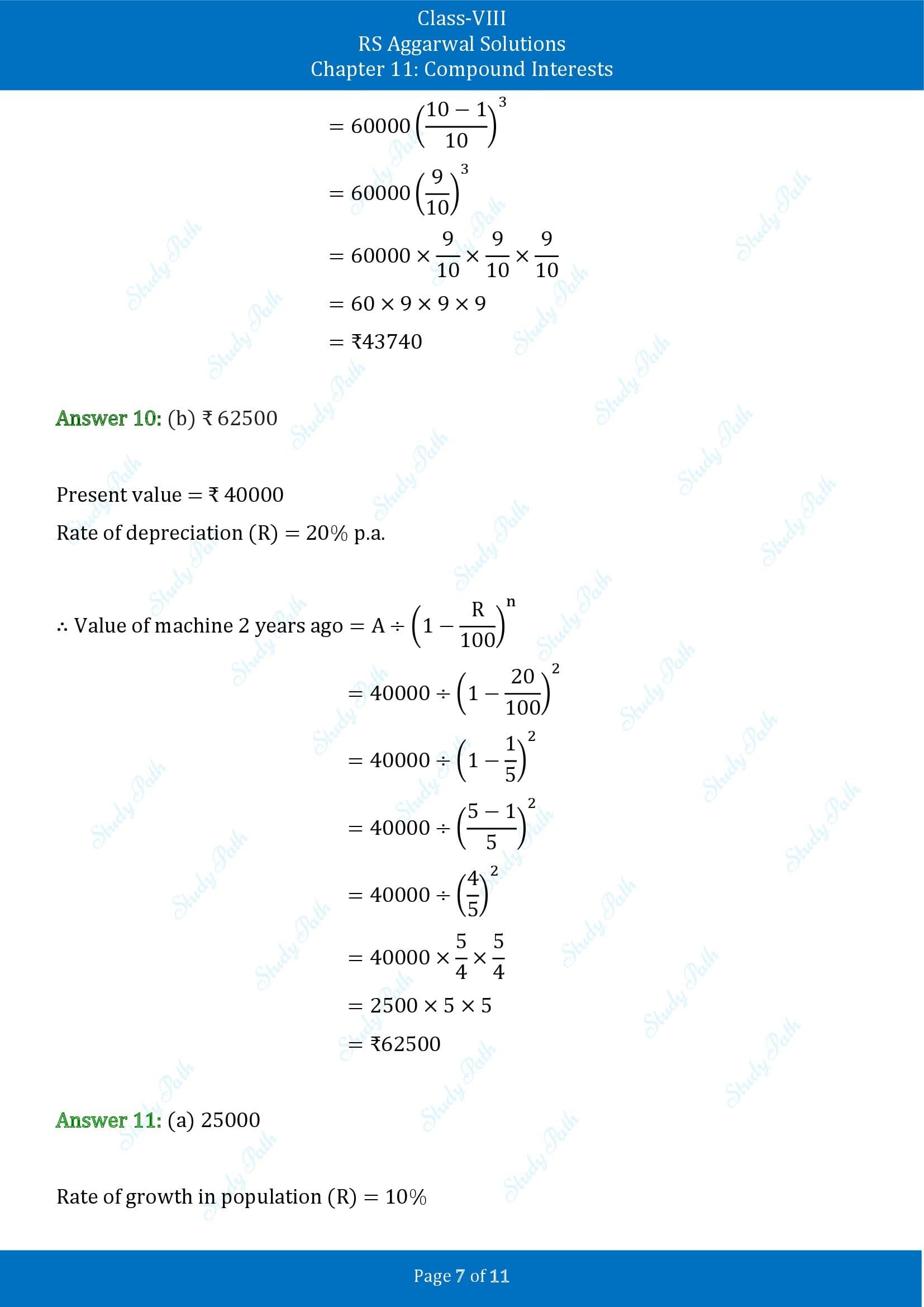 RS Aggarwal Solutions Class 8 Chapter 11 Compound Interests Exercise 11D MCQs 00007