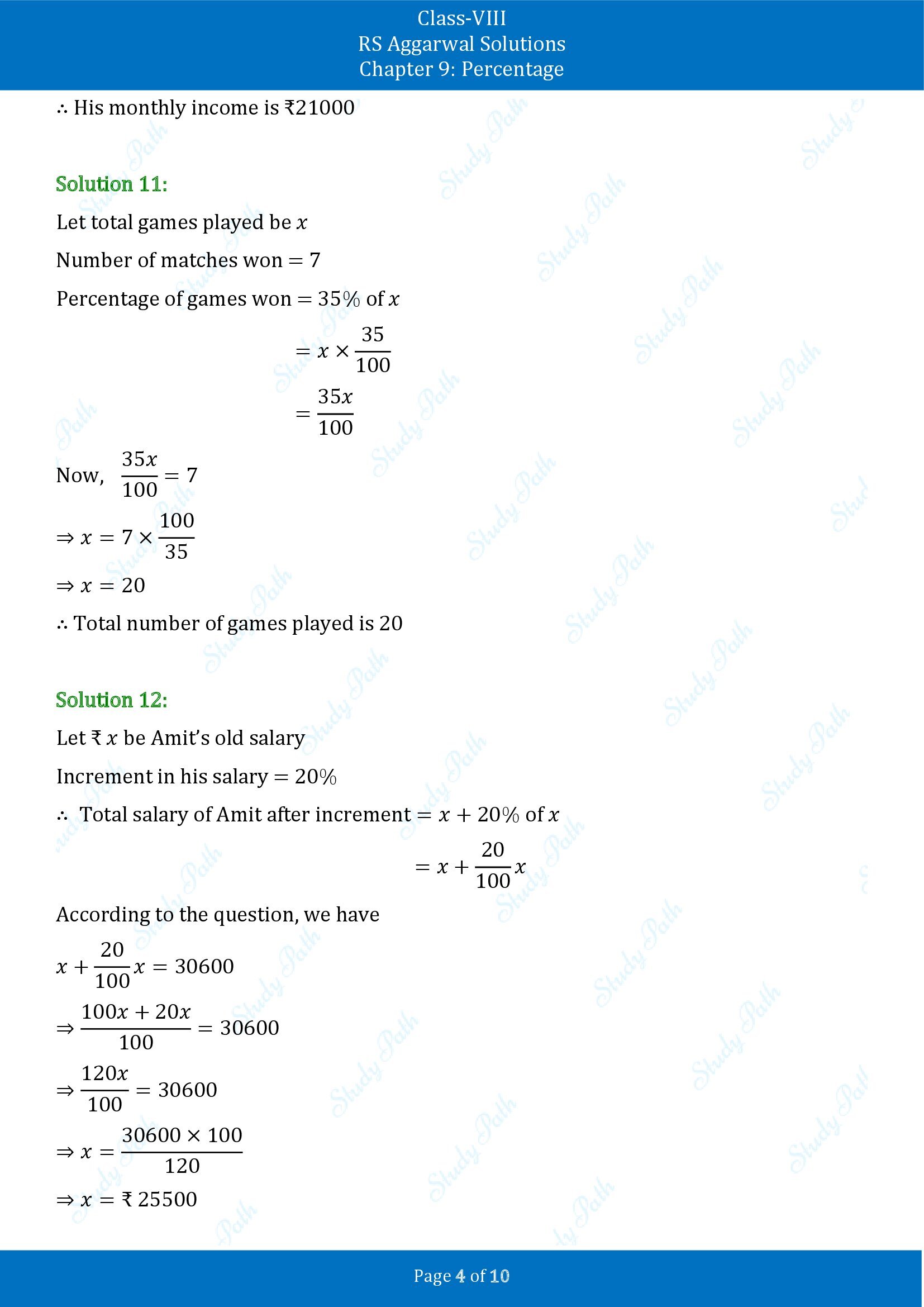 RS Aggarwal Solutions Class 8 Chapter 9 Percentage Exercise 9A 00004