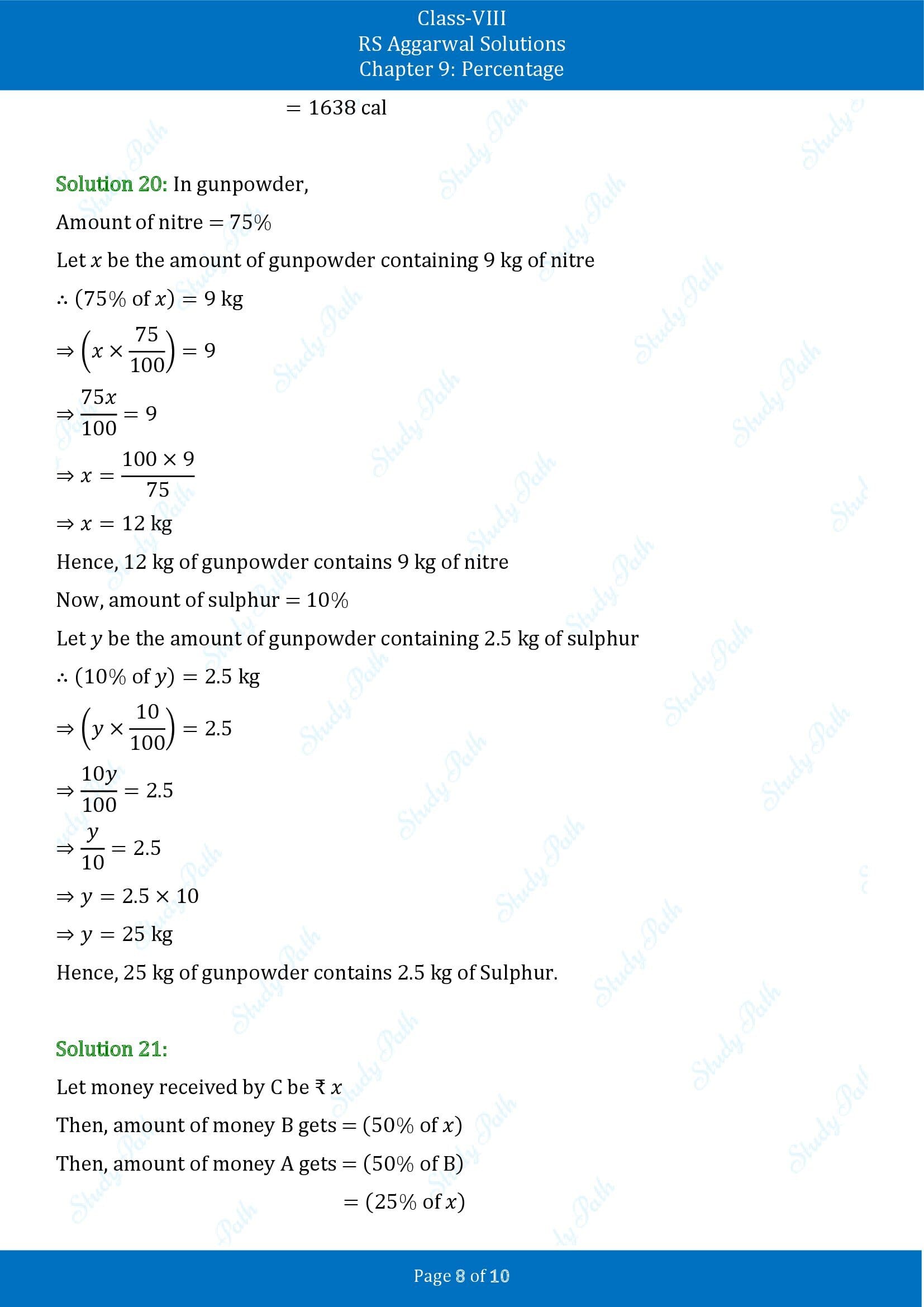 RS Aggarwal Solutions Class 8 Chapter 9 Percentage Exercise 9A 00008