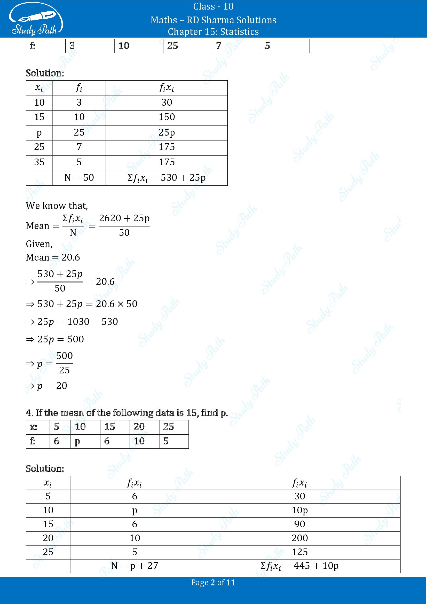 RD Sharma Solutions Class 10 Chapter 15 Statistics Exercise 15.1 00002