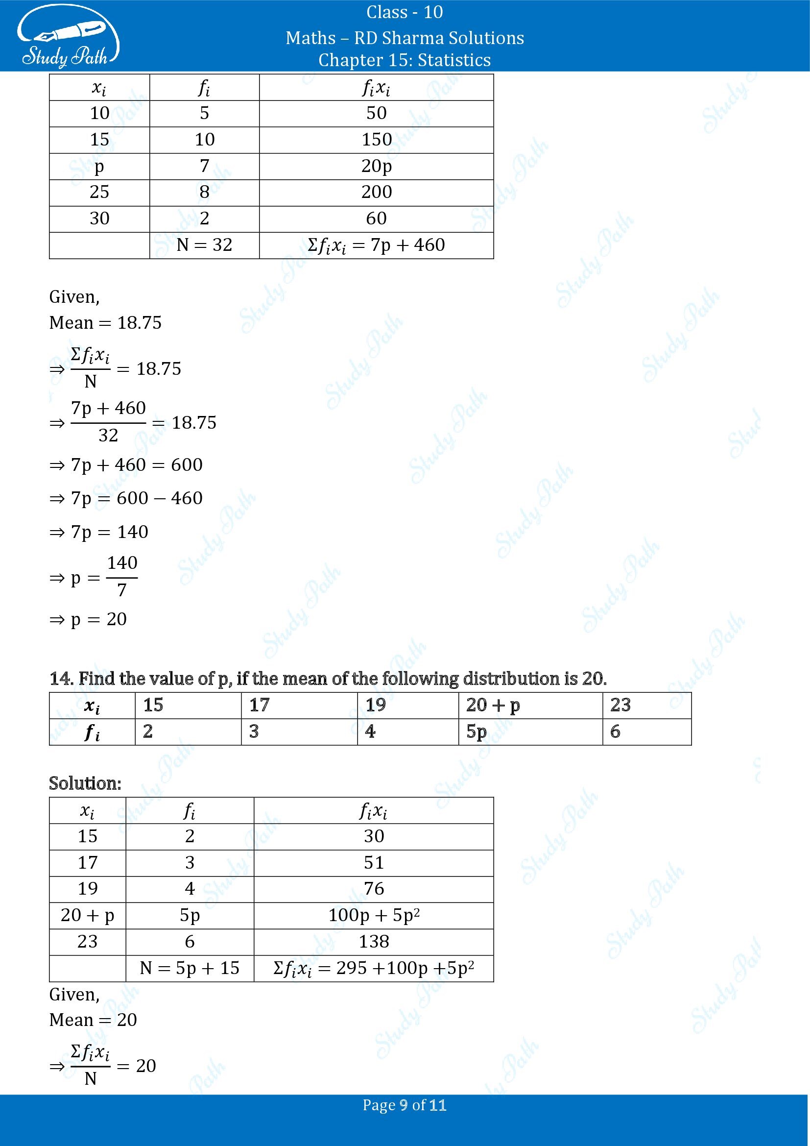 RD Sharma Solutions Class 10 Chapter 15 Statistics Exercise 15.1 00009