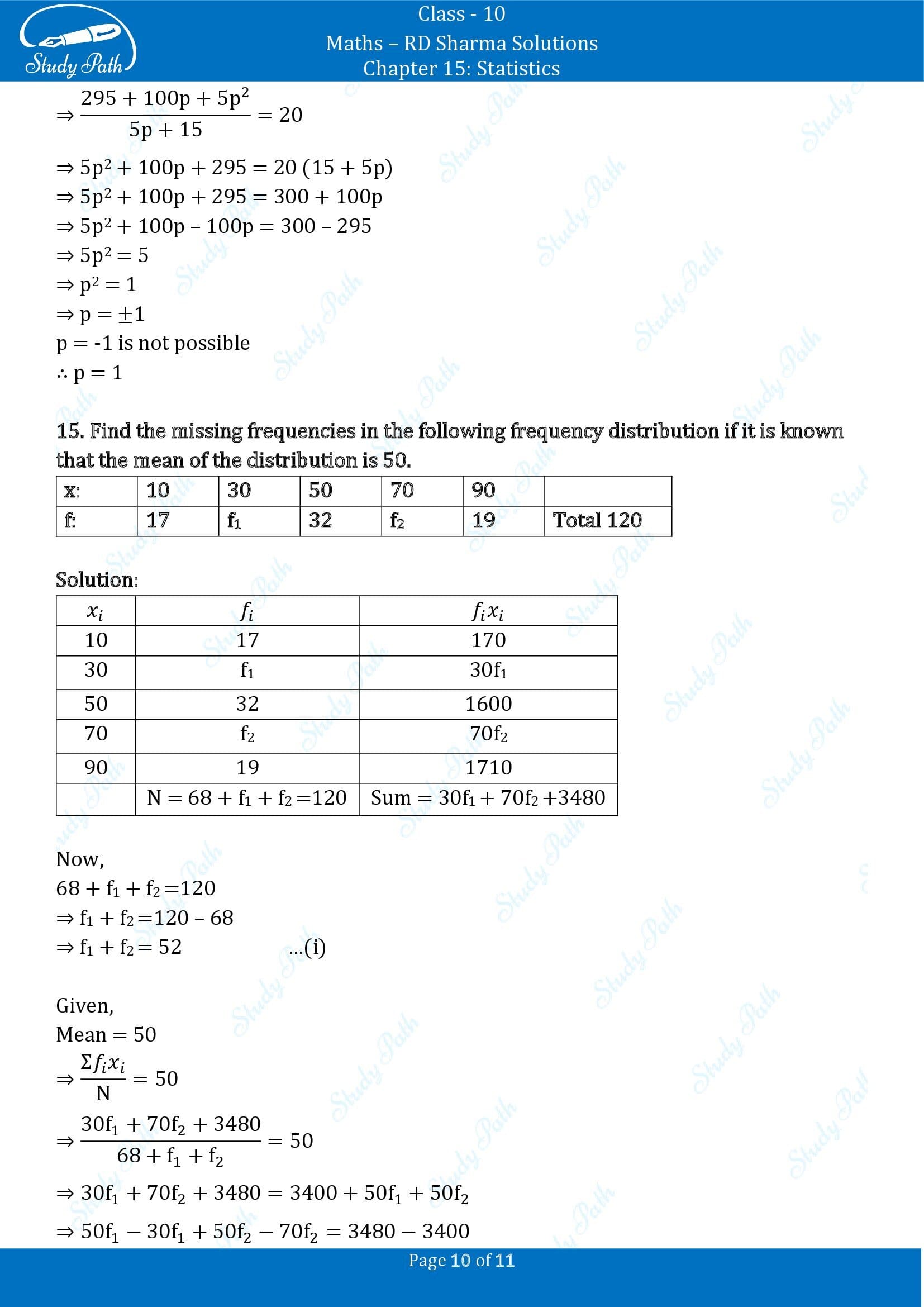RD Sharma Solutions Class 10 Chapter 15 Statistics Exercise 15.1 00010