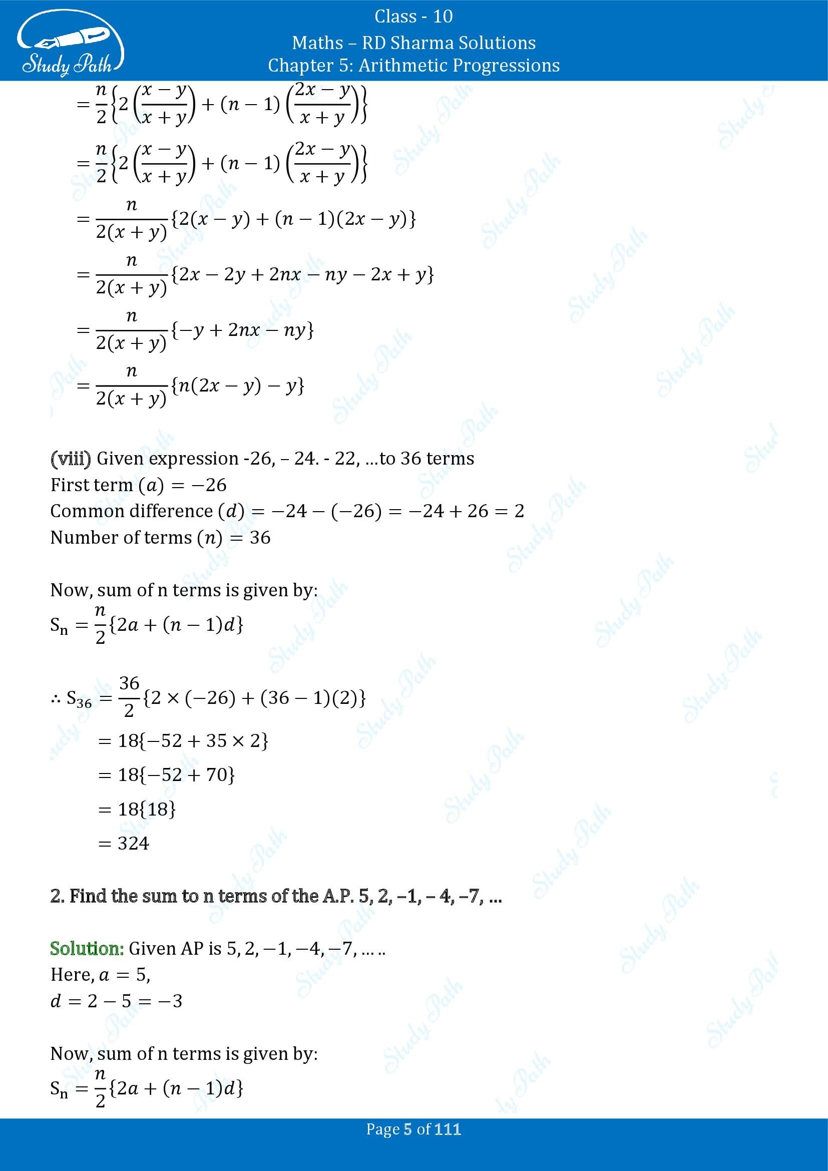 RD Sharma Solutions Class 10 Chapter 5 Arithmetic Progressions Exercise 5.6 00005