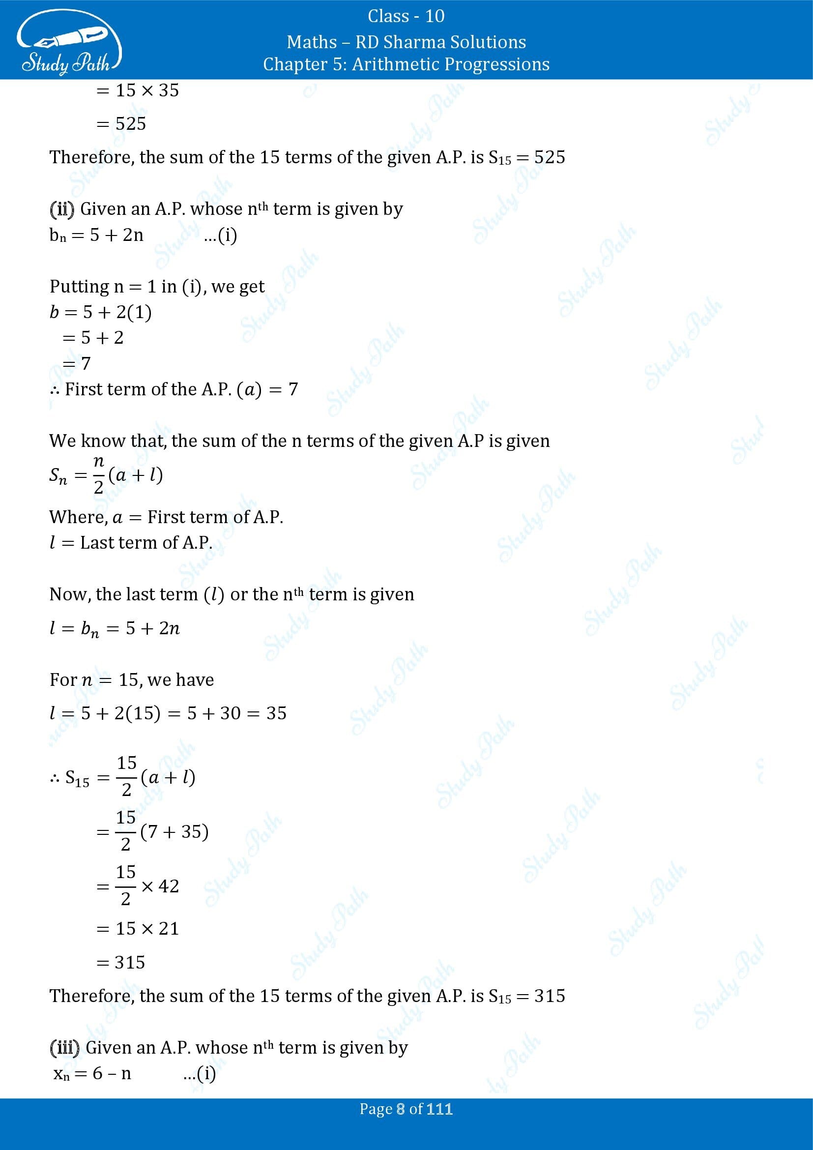 RD Sharma Solutions Class 10 Chapter 5 Arithmetic Progressions Exercise 5.6 00008