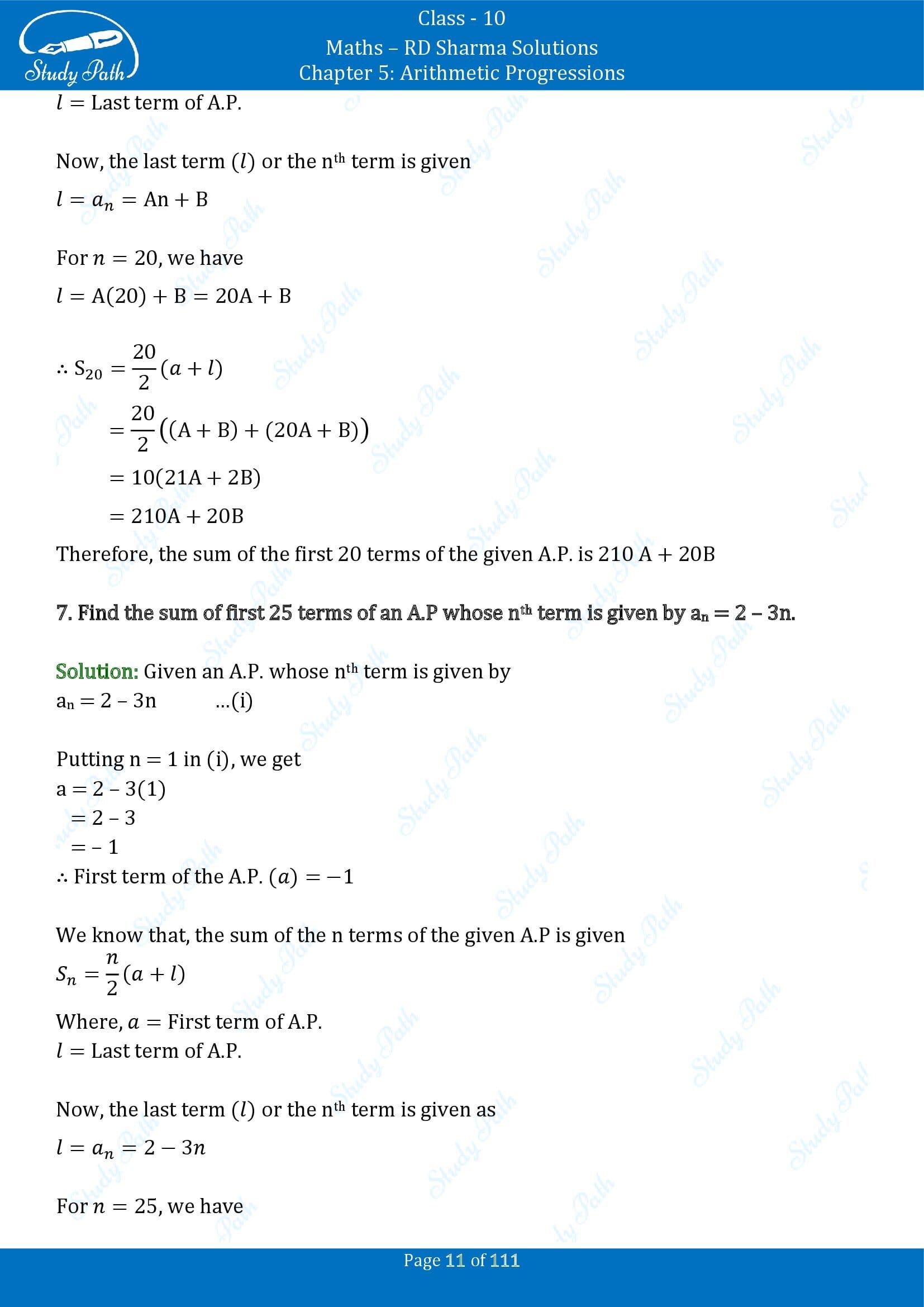 RD Sharma Solutions Class 10 Chapter 5 Arithmetic Progressions Exercise 5.6 00011