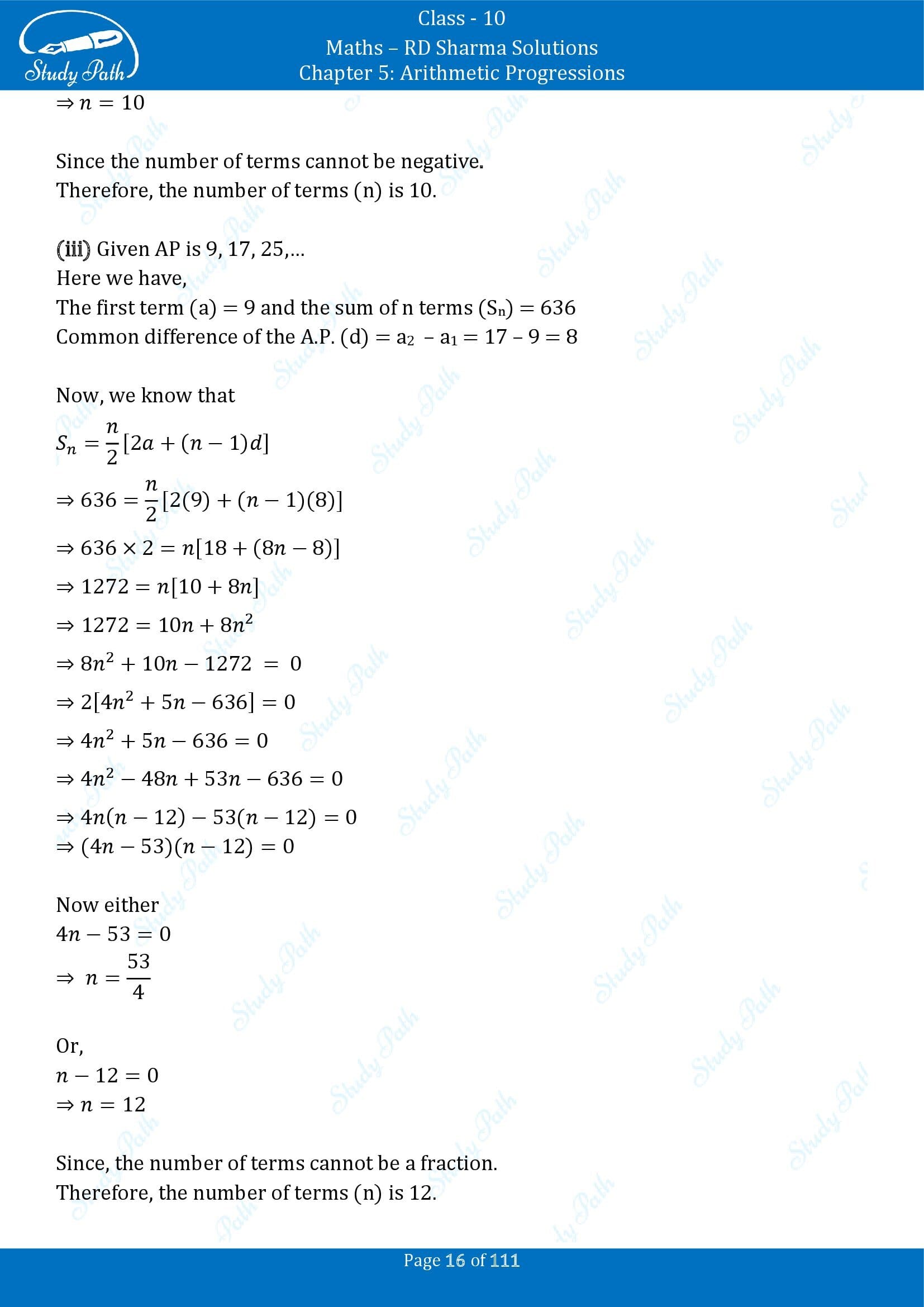 RD Sharma Solutions Class 10 Chapter 5 Arithmetic Progressions Exercise 5.6 00016