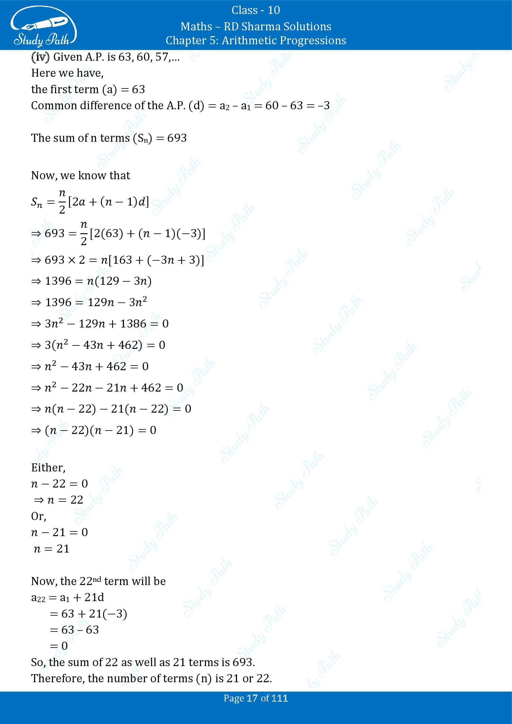 RD Sharma Solutions Class 10 Chapter 5 Arithmetic Progressions Exercise 5.6 00017