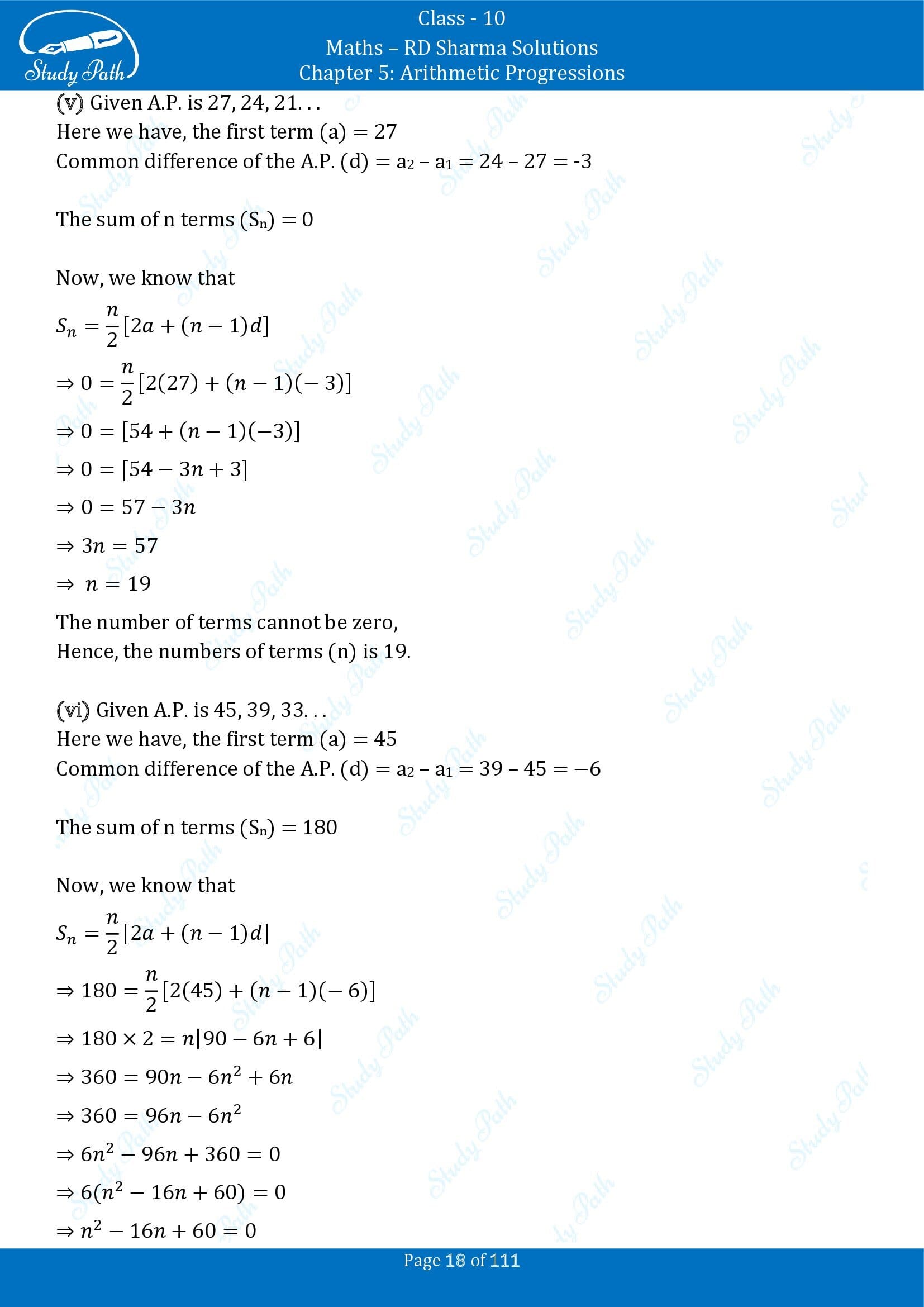 RD Sharma Solutions Class 10 Chapter 5 Arithmetic Progressions Exercise 5.6 00018