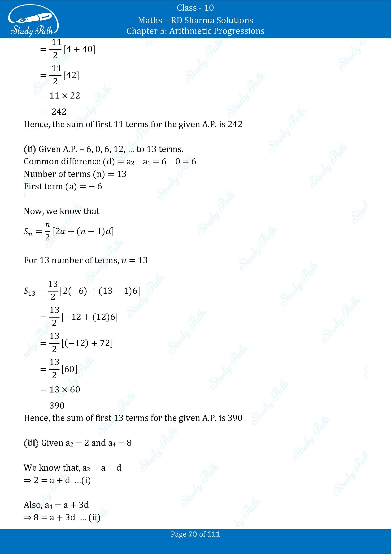 RD Sharma Solutions Class 10 Chapter 5 Arithmetic Progressions Exercise 5.6 00020