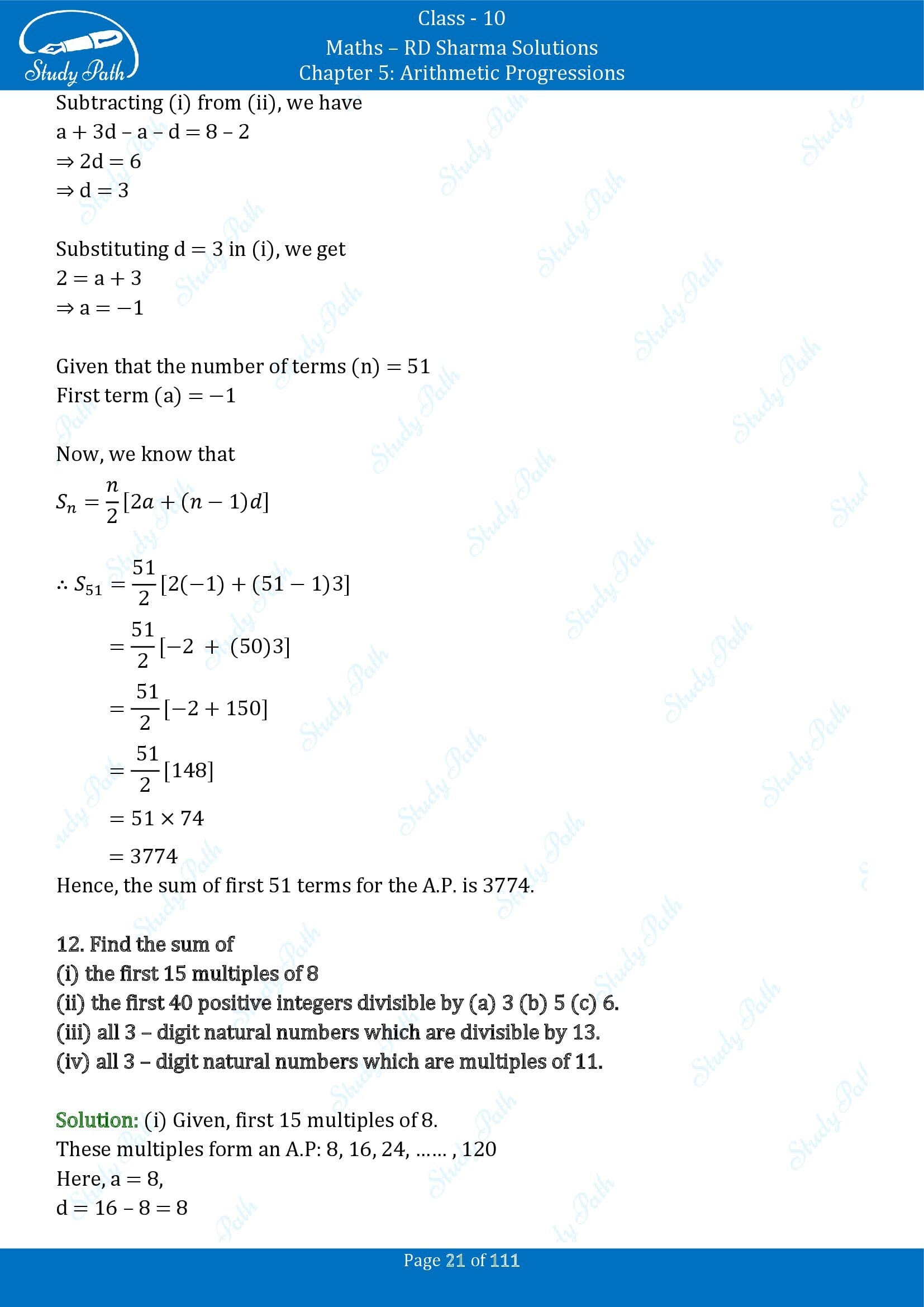 RD Sharma Solutions Class 10 Chapter 5 Arithmetic Progressions Exercise 5.6 00021