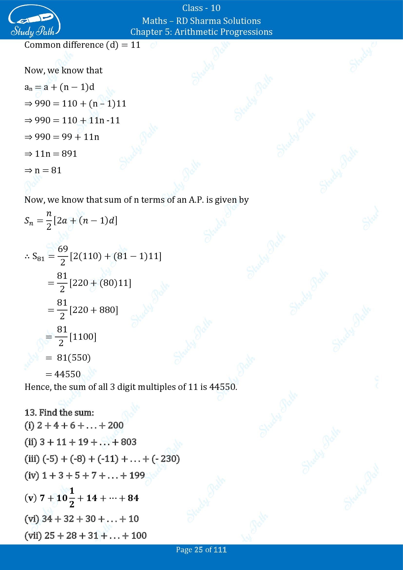 RD Sharma Solutions Class 10 Chapter 5 Arithmetic Progressions Exercise 5.6 00025