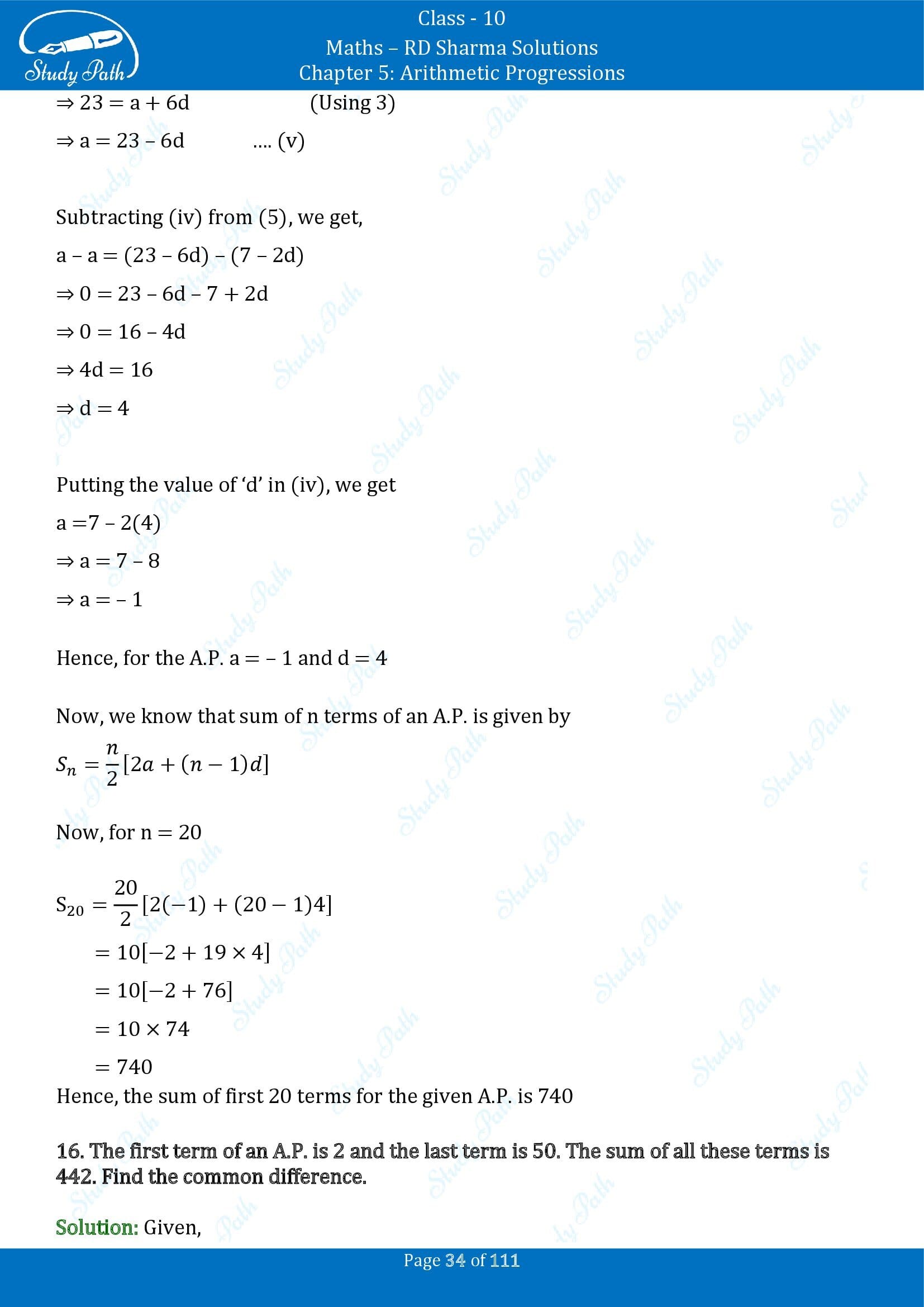 RD Sharma Solutions Class 10 Chapter 5 Arithmetic Progressions Exercise 5.6 00034