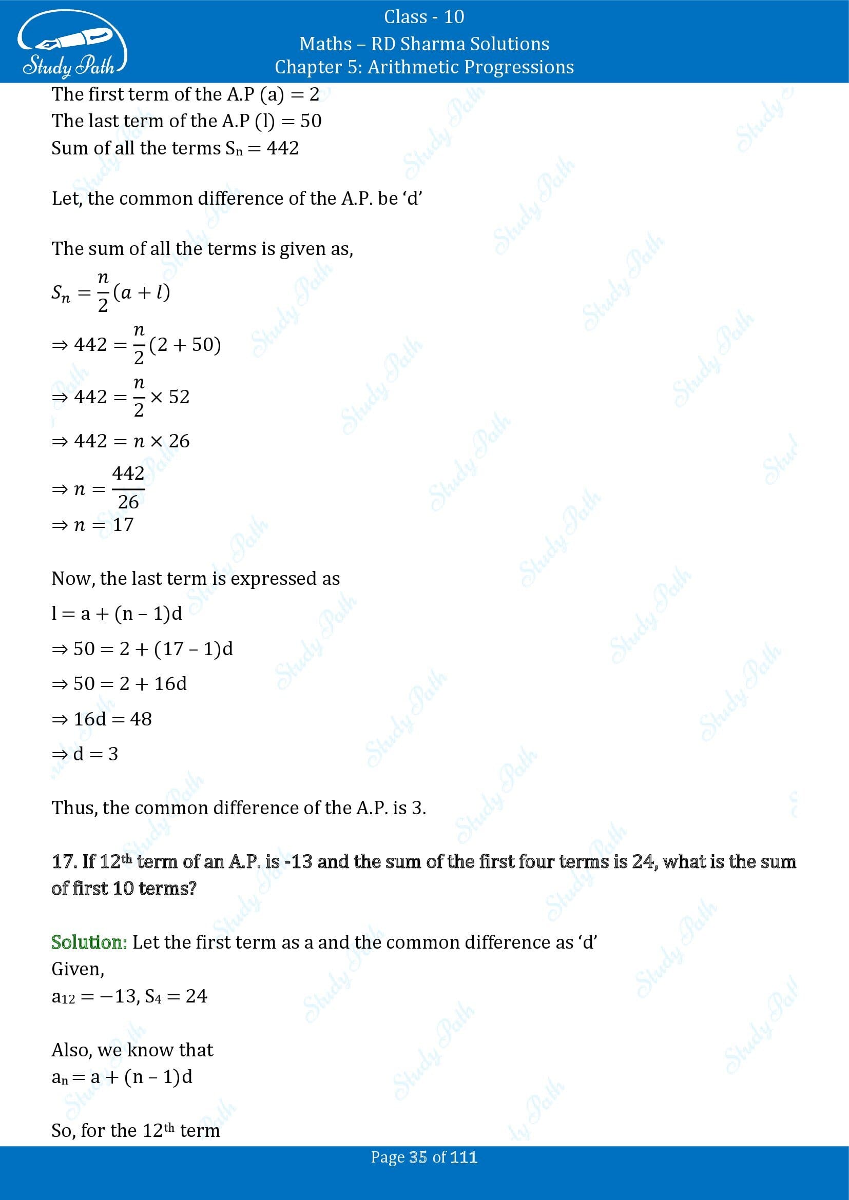 RD Sharma Solutions Class 10 Chapter 5 Arithmetic Progressions Exercise 5.6 00035